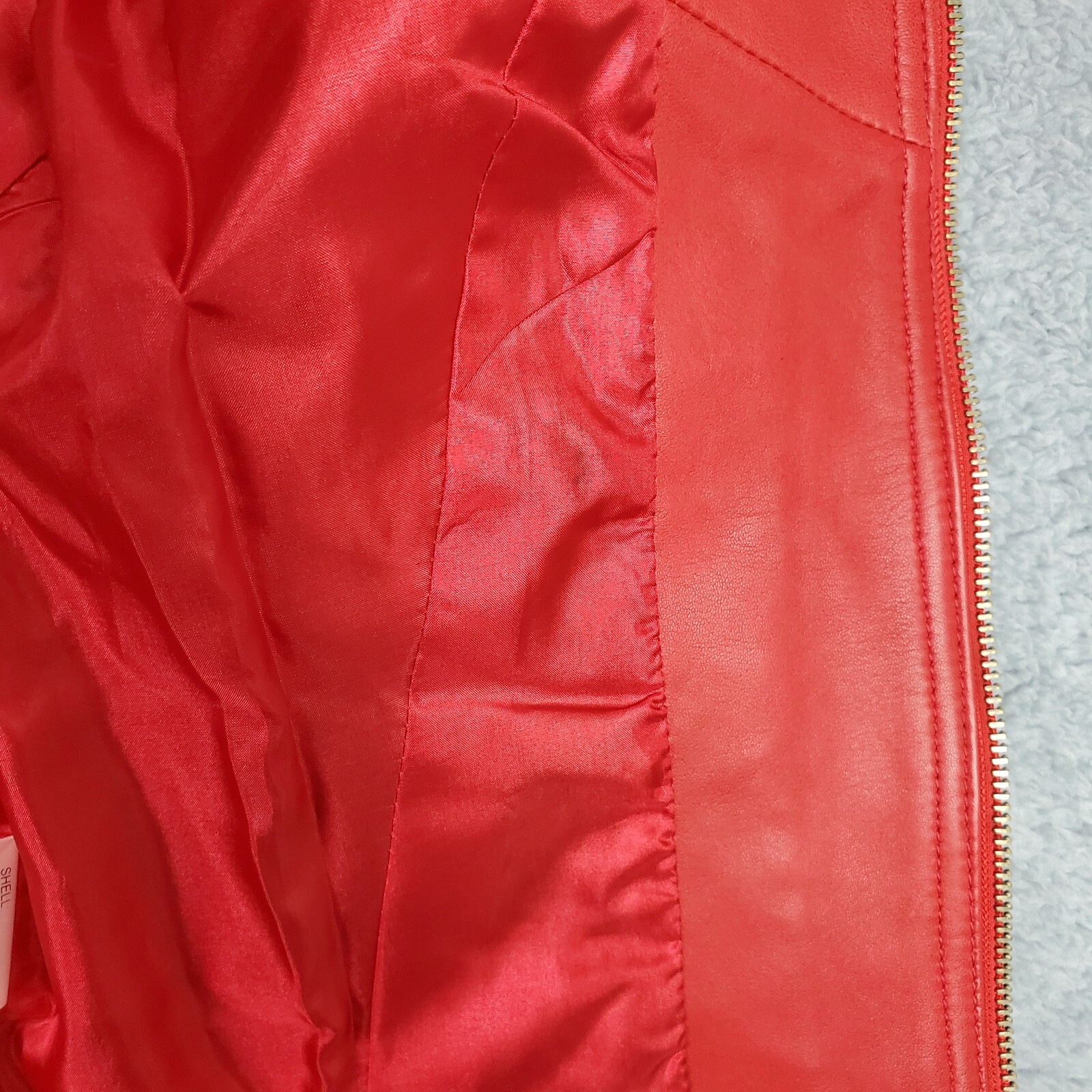 Vintage Womens Crop Lamb Leather Jacket XS Red Biker Harley Moto Full Zip Pocket