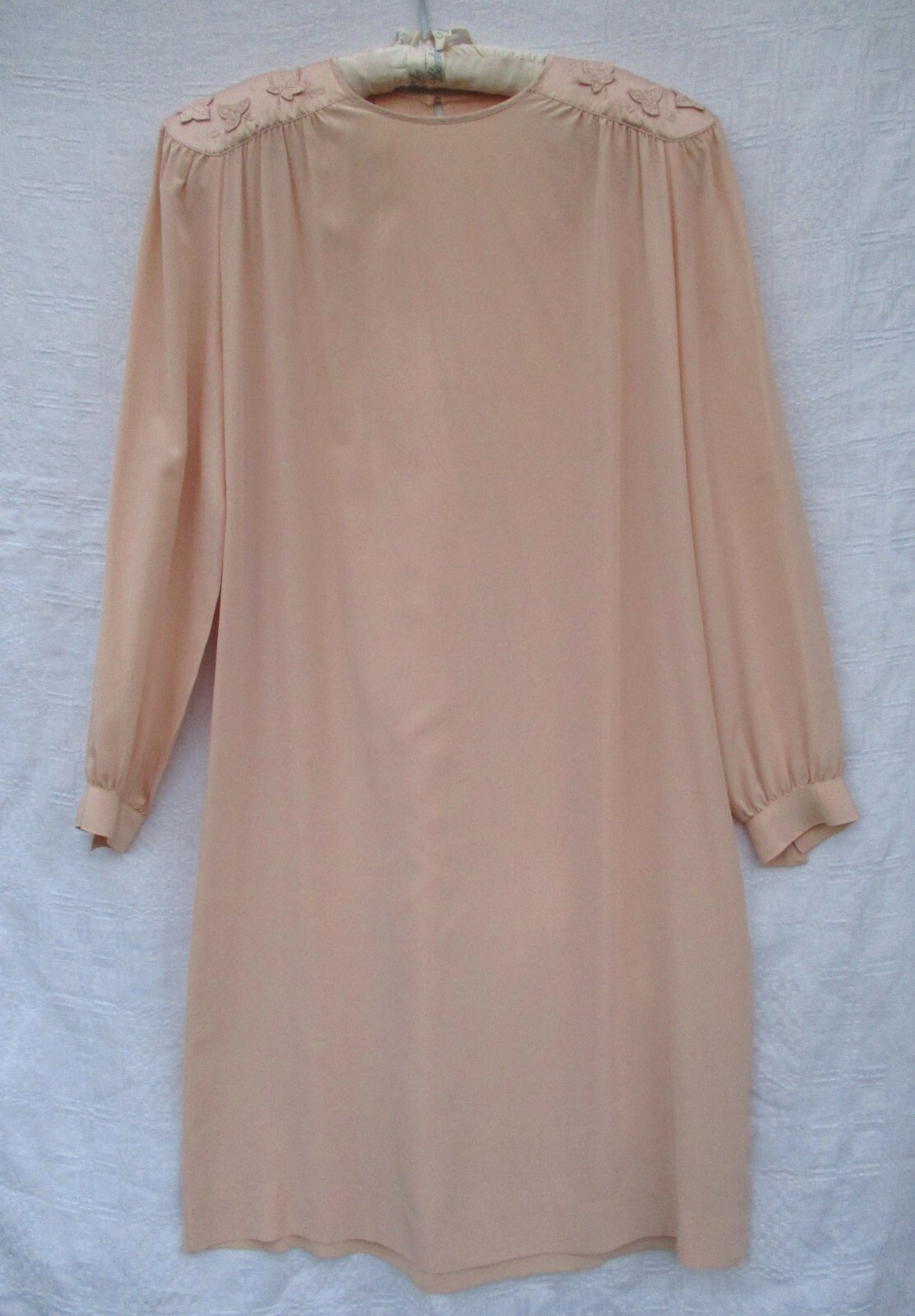 SSSSSSSSSSSSSSSSS Embellished 100% Silk Sheath Dress Vintage Size 14 Hong Kong