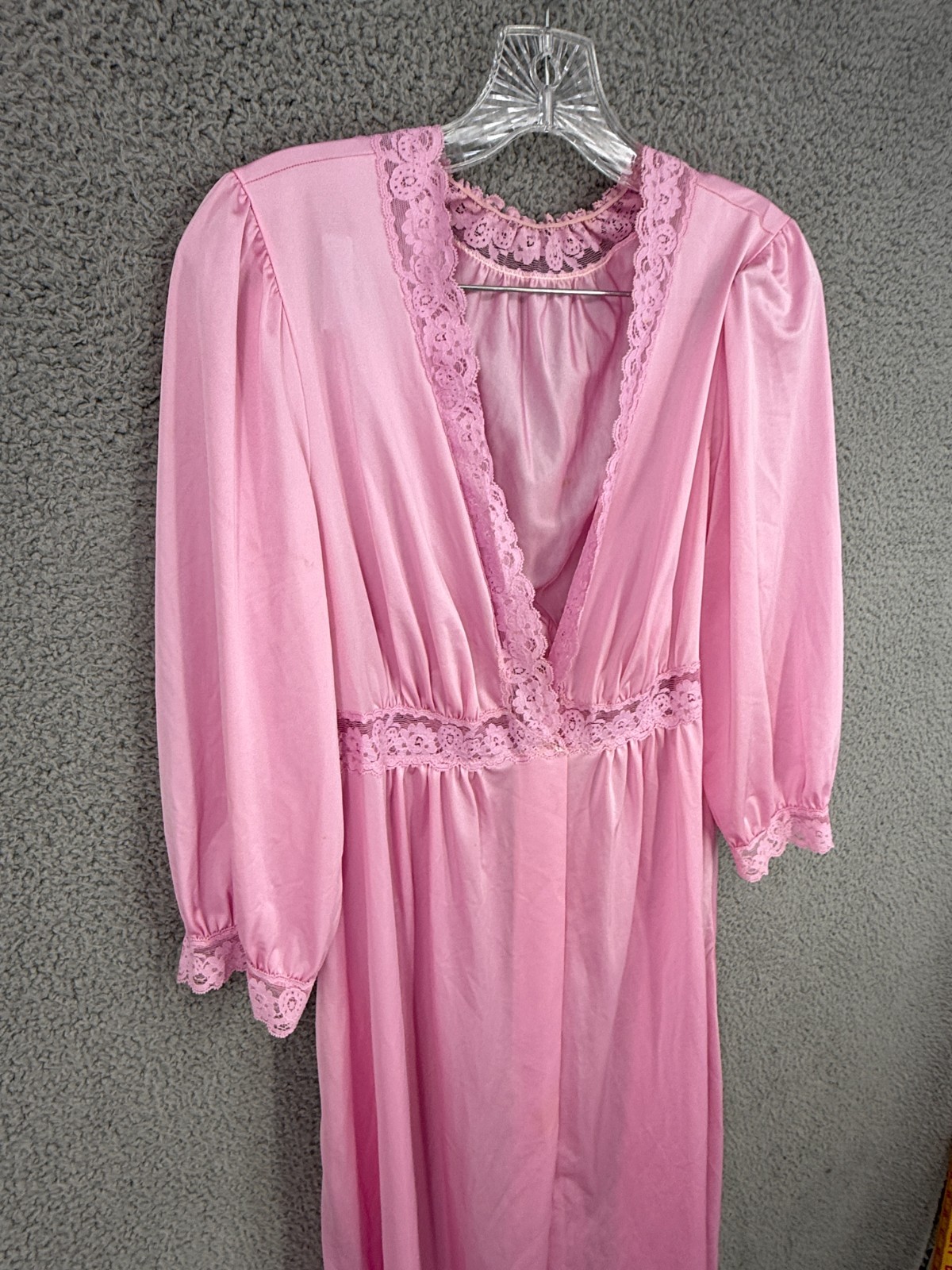 Vintage Shadowline Sz Medium Vintage Nylon Nightgown Lace Accent Stretch V-Neck