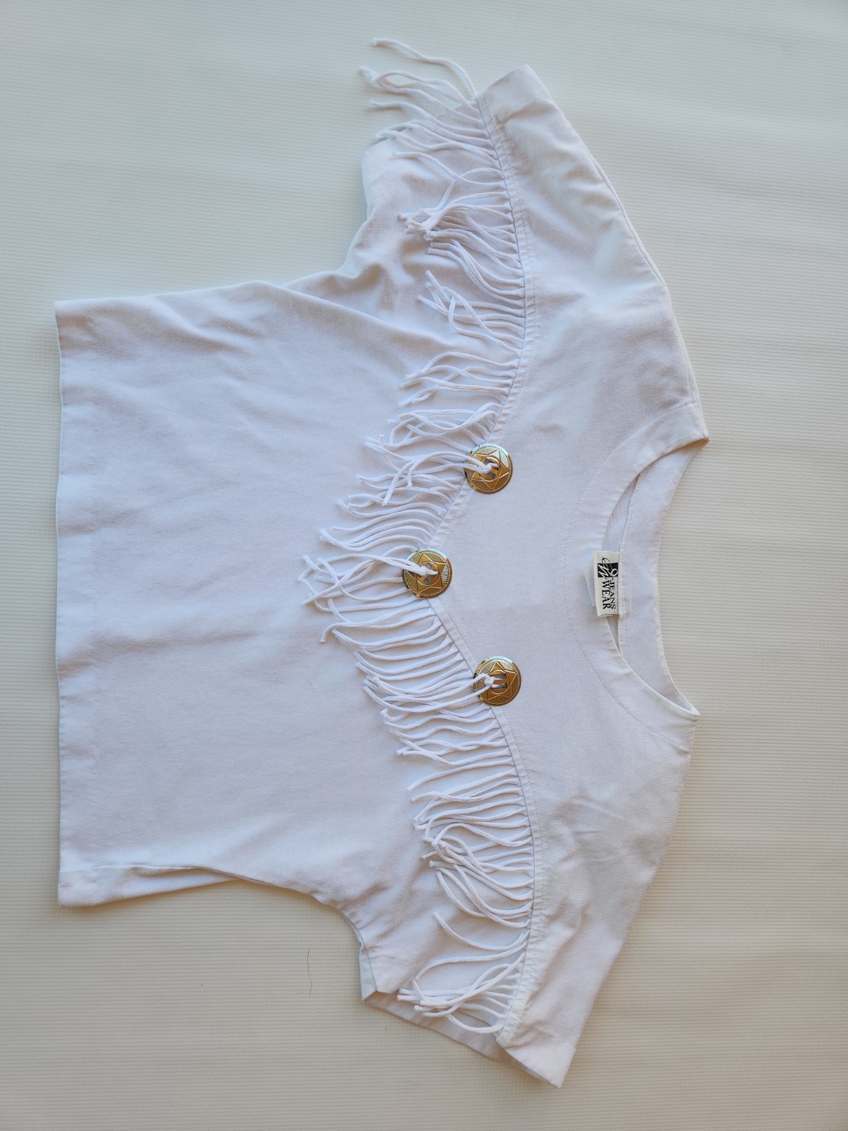1980s Vintage, Cotton Cropped Western Shirt, westerncore, fringe, cowgirl, sz M
