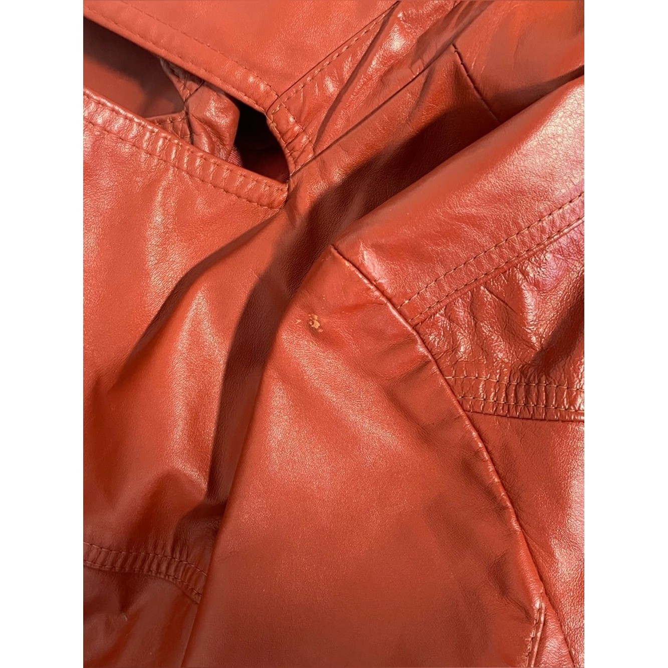 Vtg Leathercraft Process Leather Trench Coat Women 8 Belted USA Made Classic