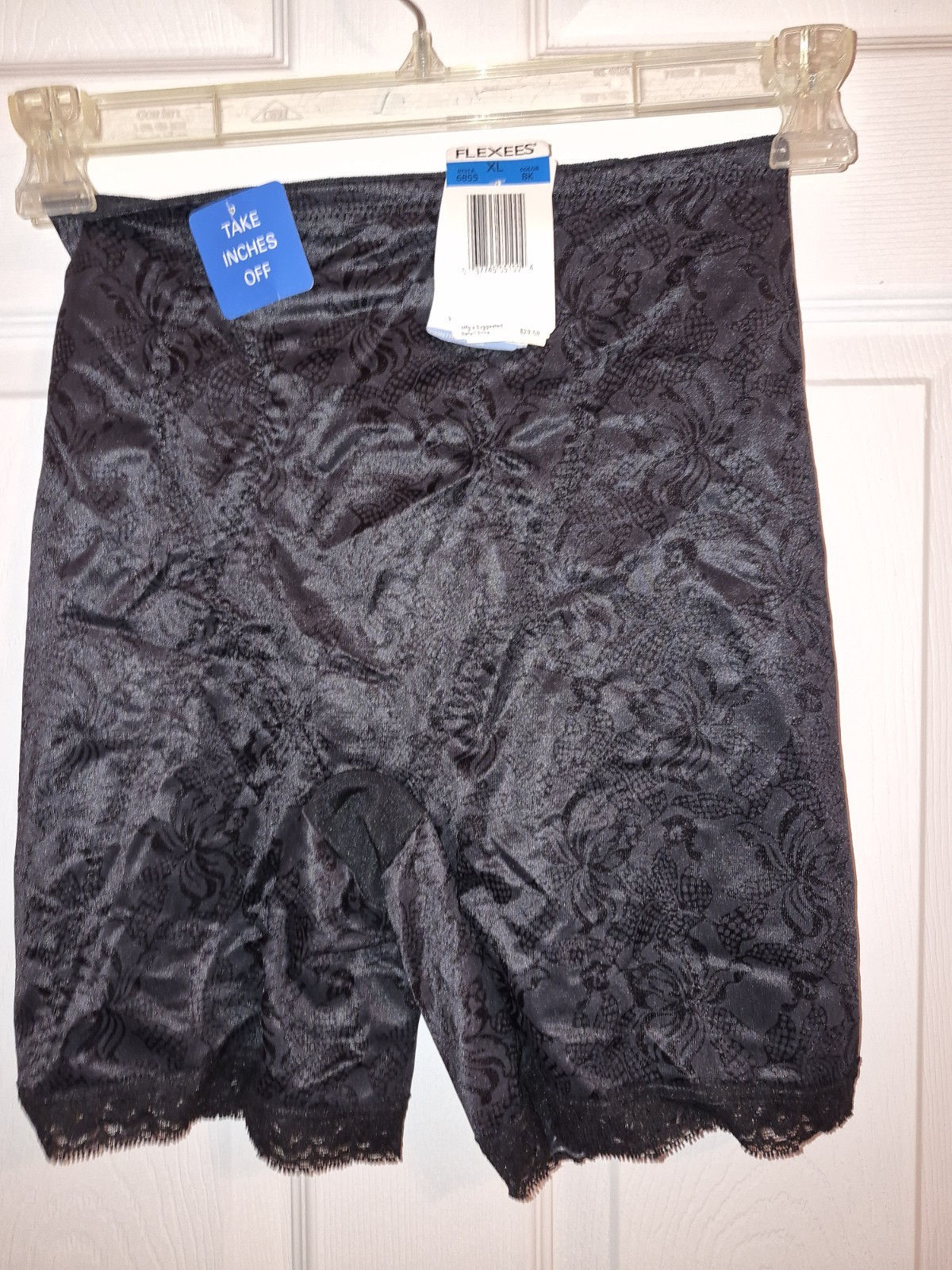 Vtg. Flexees Nylon Spandex Long Leg Girdle black XL Garters .