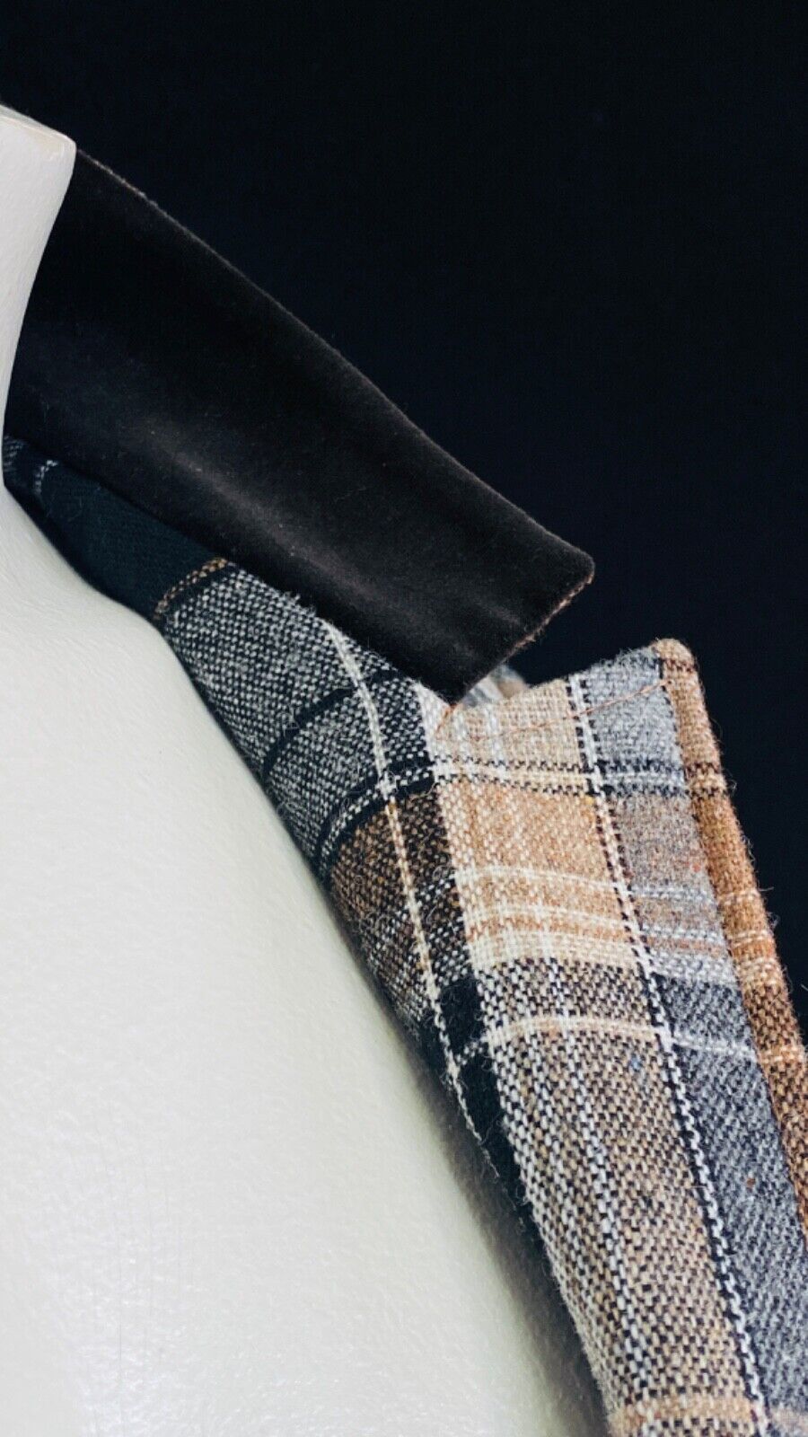 Vintage brown black wool plaid suit jacket blazer skirt set outfit XL plus size