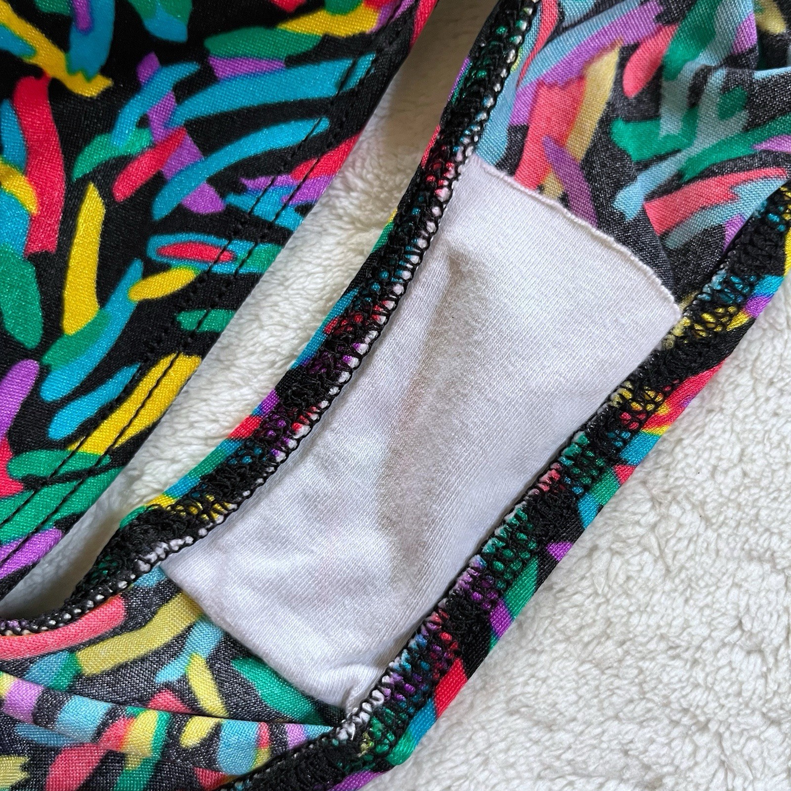 90s Vintage Multicolor High Cut One Piece Swimsuit Large