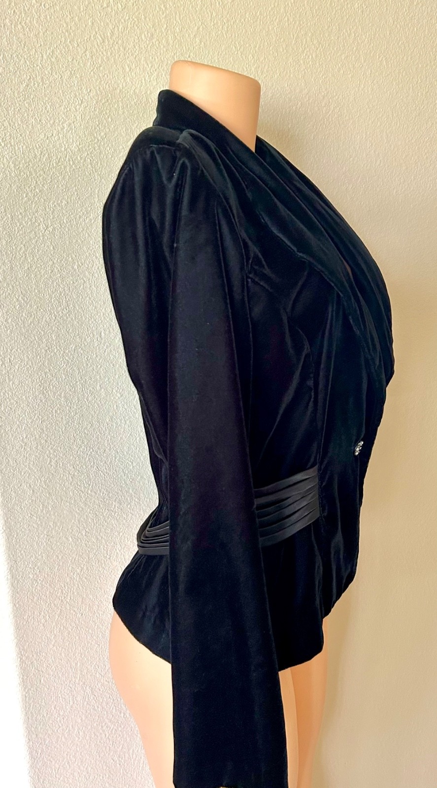 Vintage Another Thyme Black Velvet Steampunk Tuxedo Holiday Jacket Blazer M