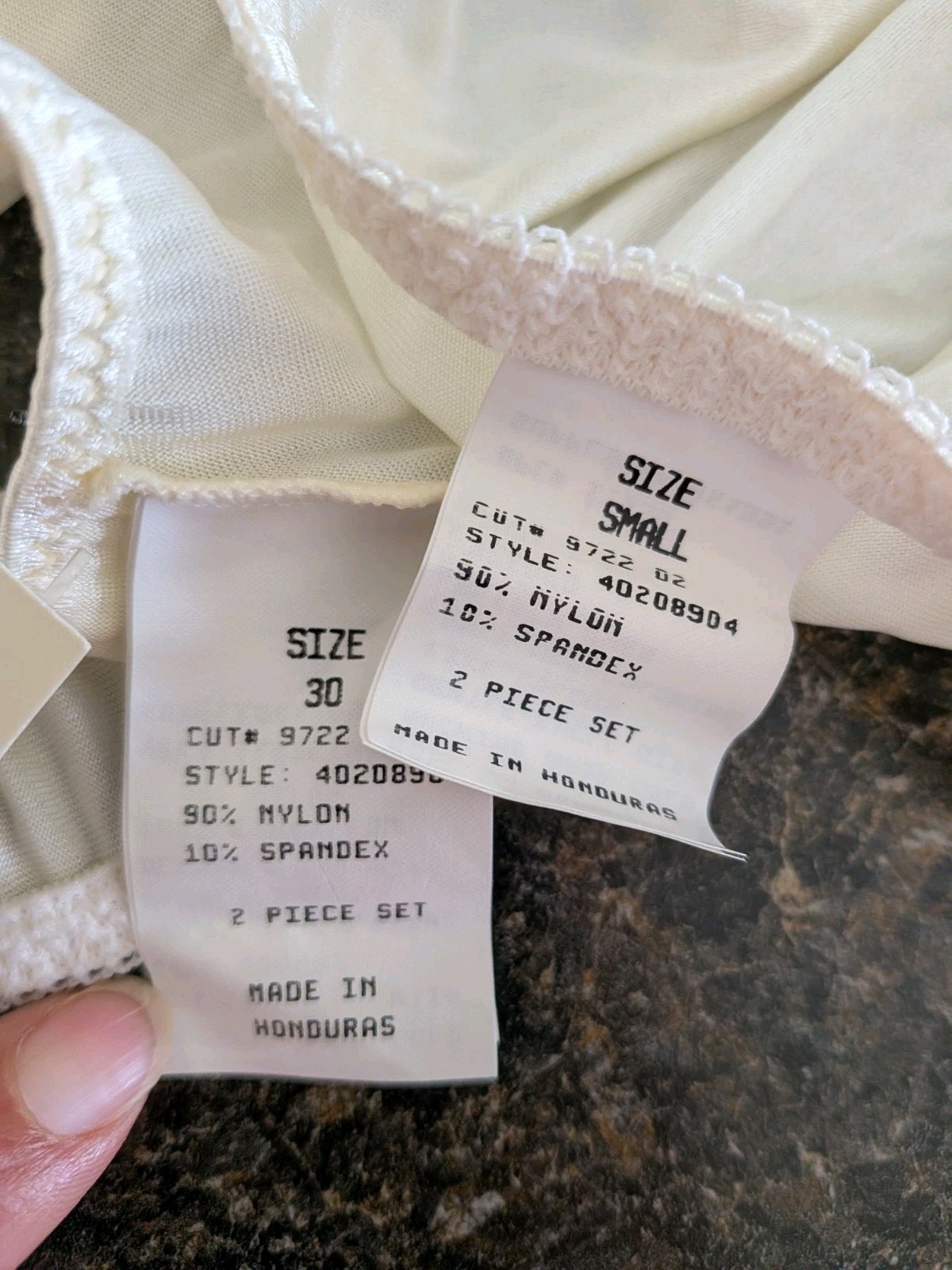 Vintage JCPenney Ultimate Basics shiny ivory satin panties front hook bra set S