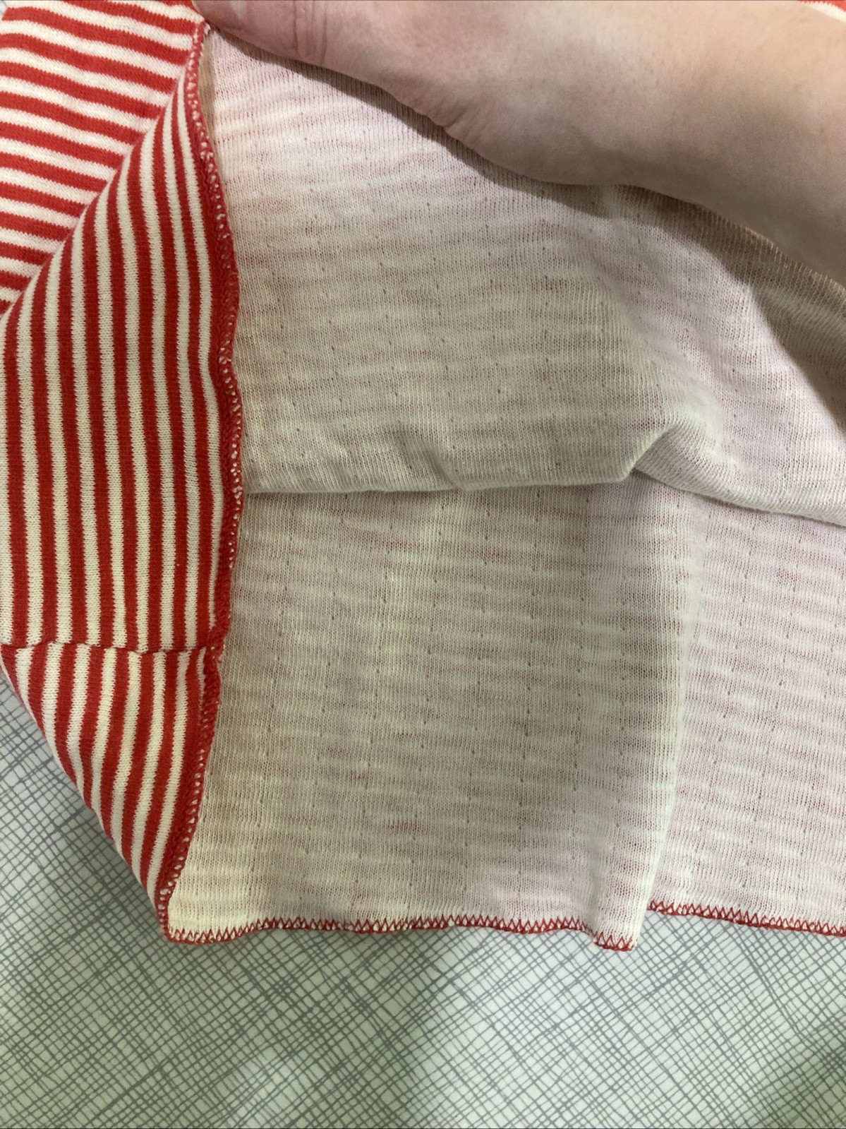 Vtg 60s Duofold Striped Base Layer Thermal Top Red Crewneck Wool Blend Womens XS