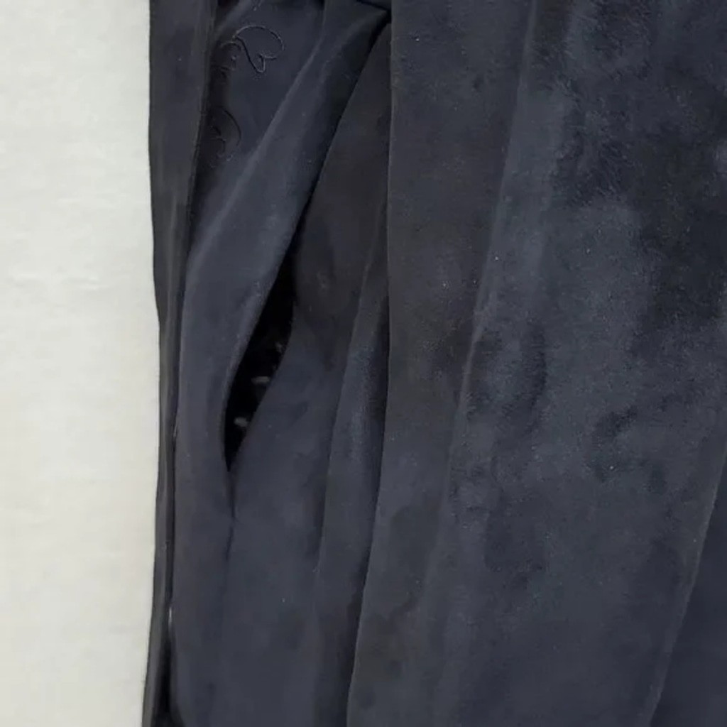 80s Vintage Extra Point by Reference Point Black Faux Suede Faux Fur Belted Coat