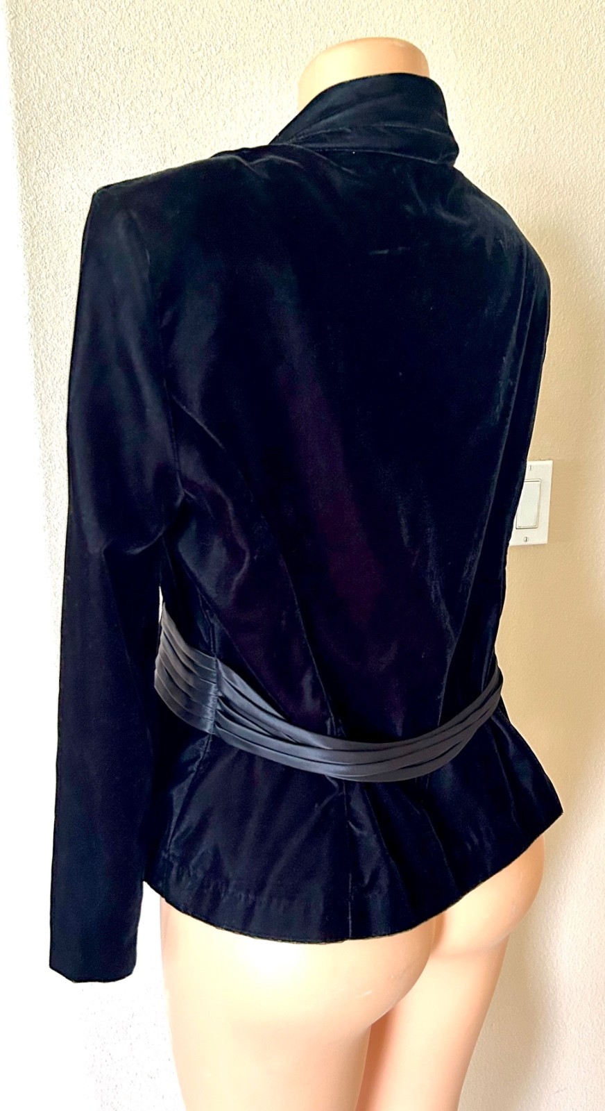 Vintage Another Thyme Black Velvet Steampunk Tuxedo Holiday Jacket Blazer M
