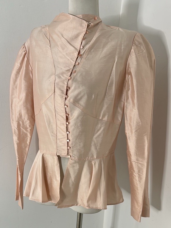 Vintage 80s Does Victorian Pink Regency Peplum blouse