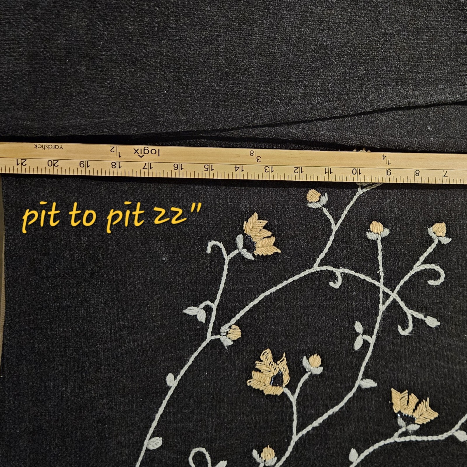 Whimsigoth Black Embroidered Chenille Sweater L Fairy Grunge Dark Cottagecore