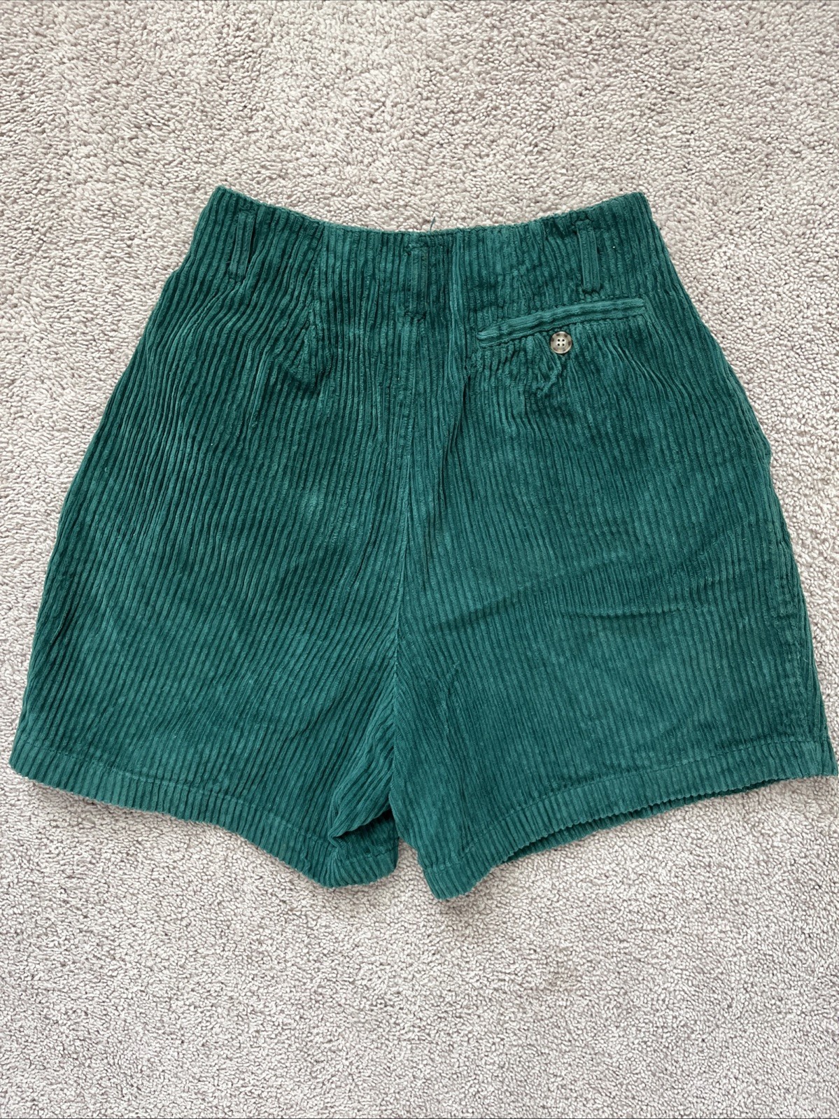 Copper Key Vintage Green High Waisted Pleated Corduroy Shorts Junior 7 Cotton