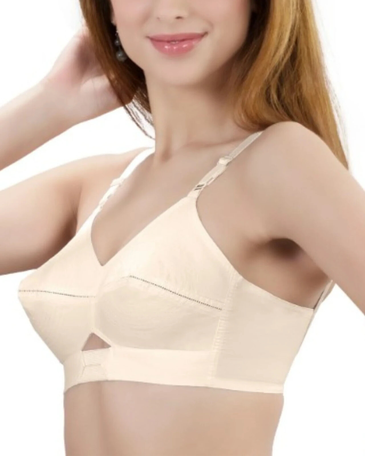 Padded Bullet Bra Organic Cotton – Vintage Retro Bra (Plus Size Available) Beige