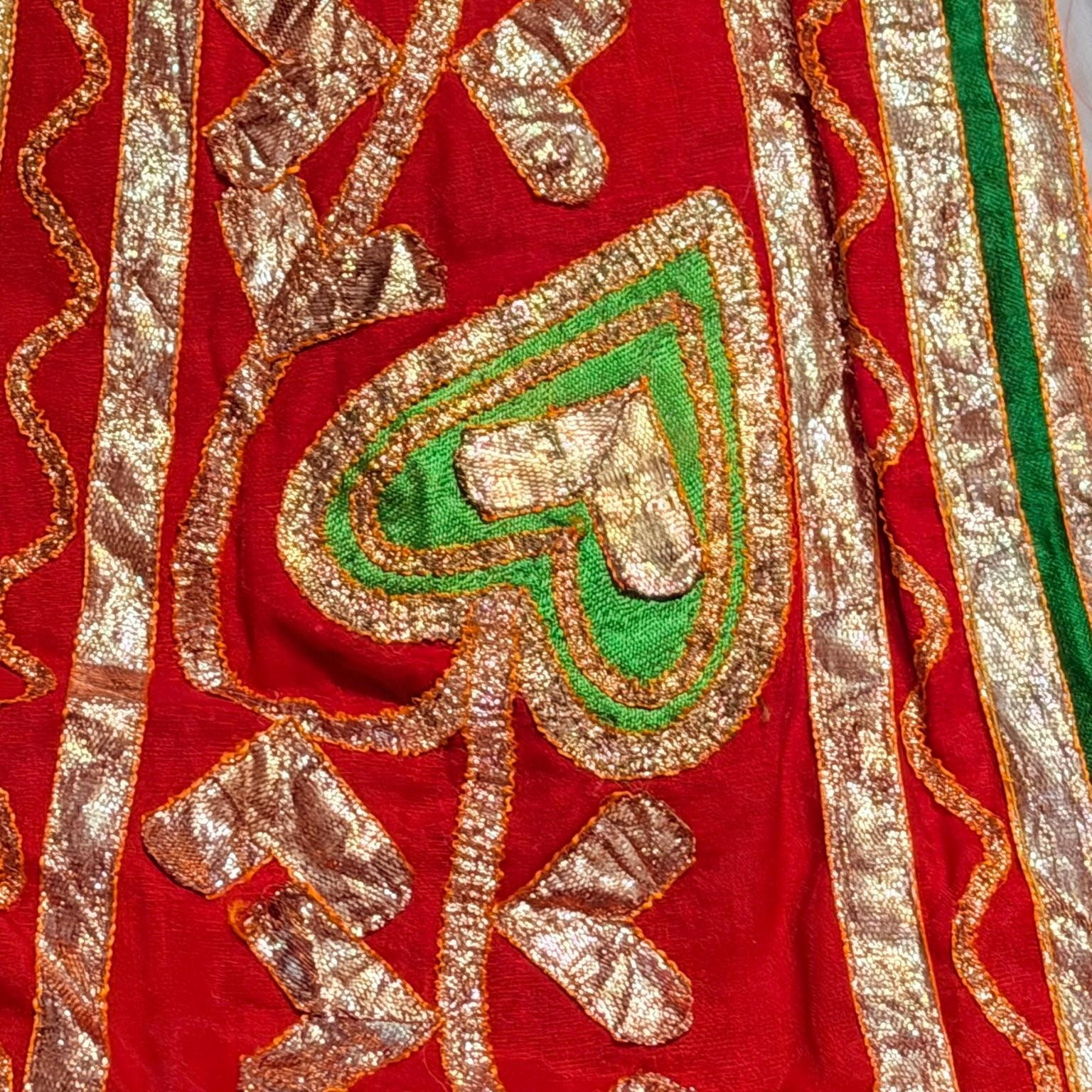 Vintage Embroidered Maxi Skirt Red White Gold Green Bohemian Ethnic