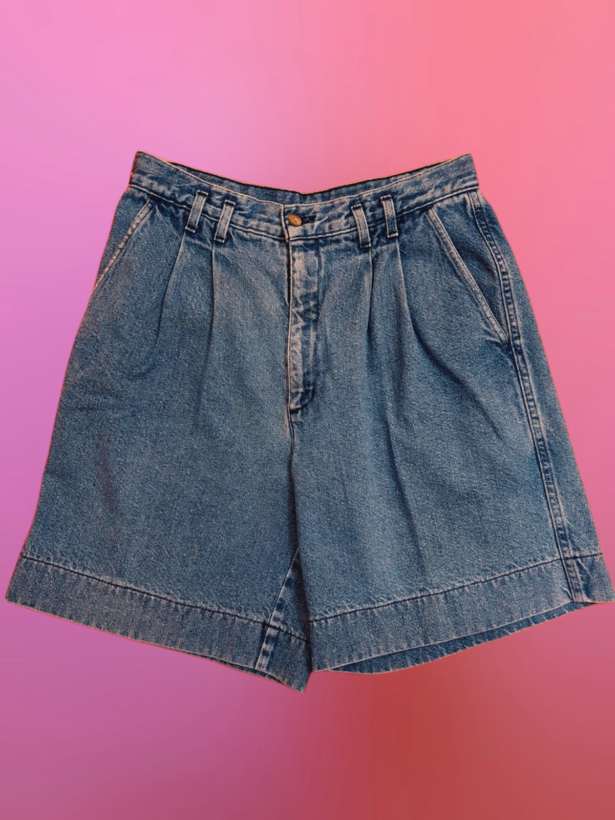 Vintage 80s Dockers Women’s High Waist Blue Denim Mom Jean Shorts Petite Size 12