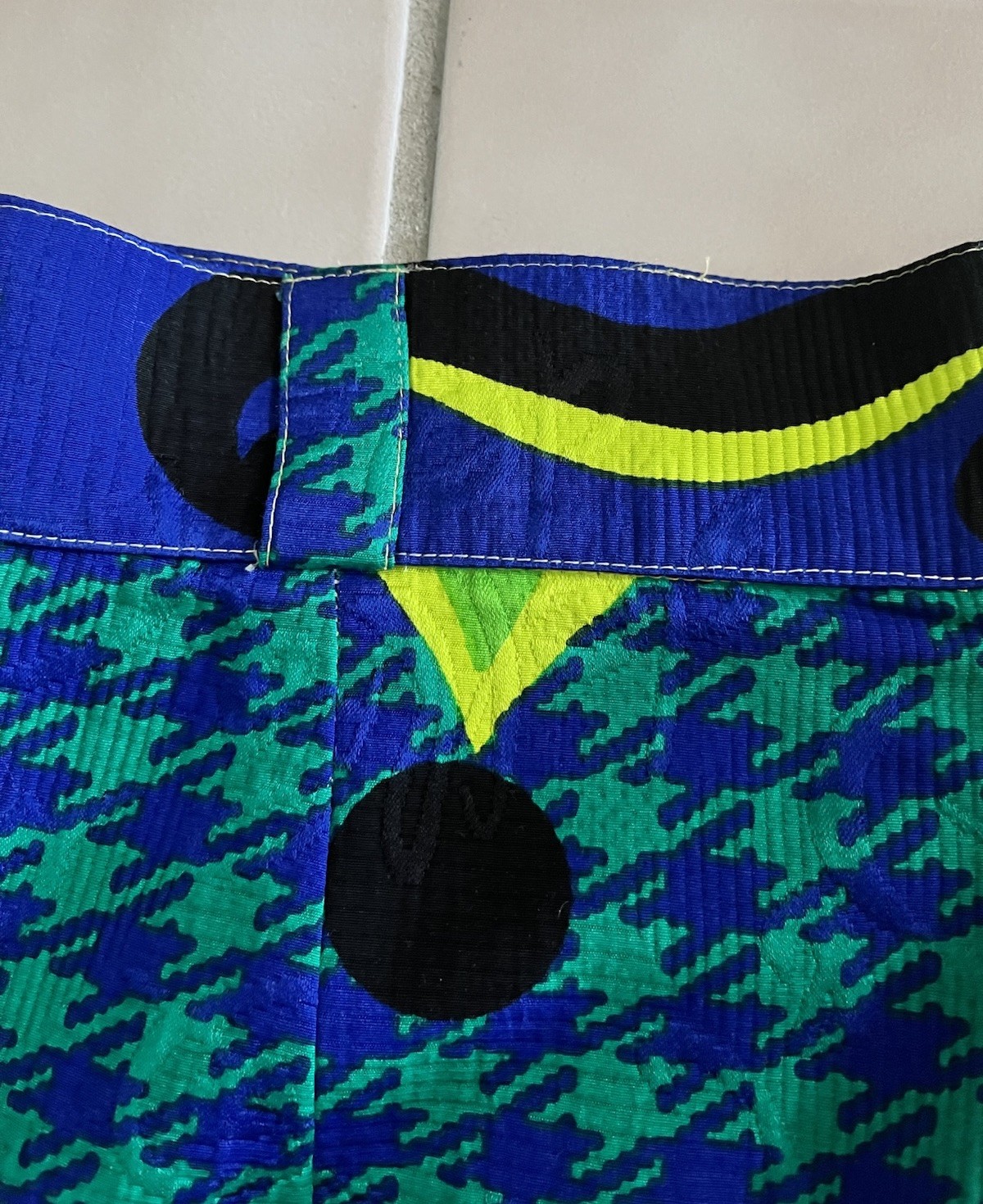 Vintage VERSACE Couture Colorful Abstract Pattern Shorts, Size 46, Signed