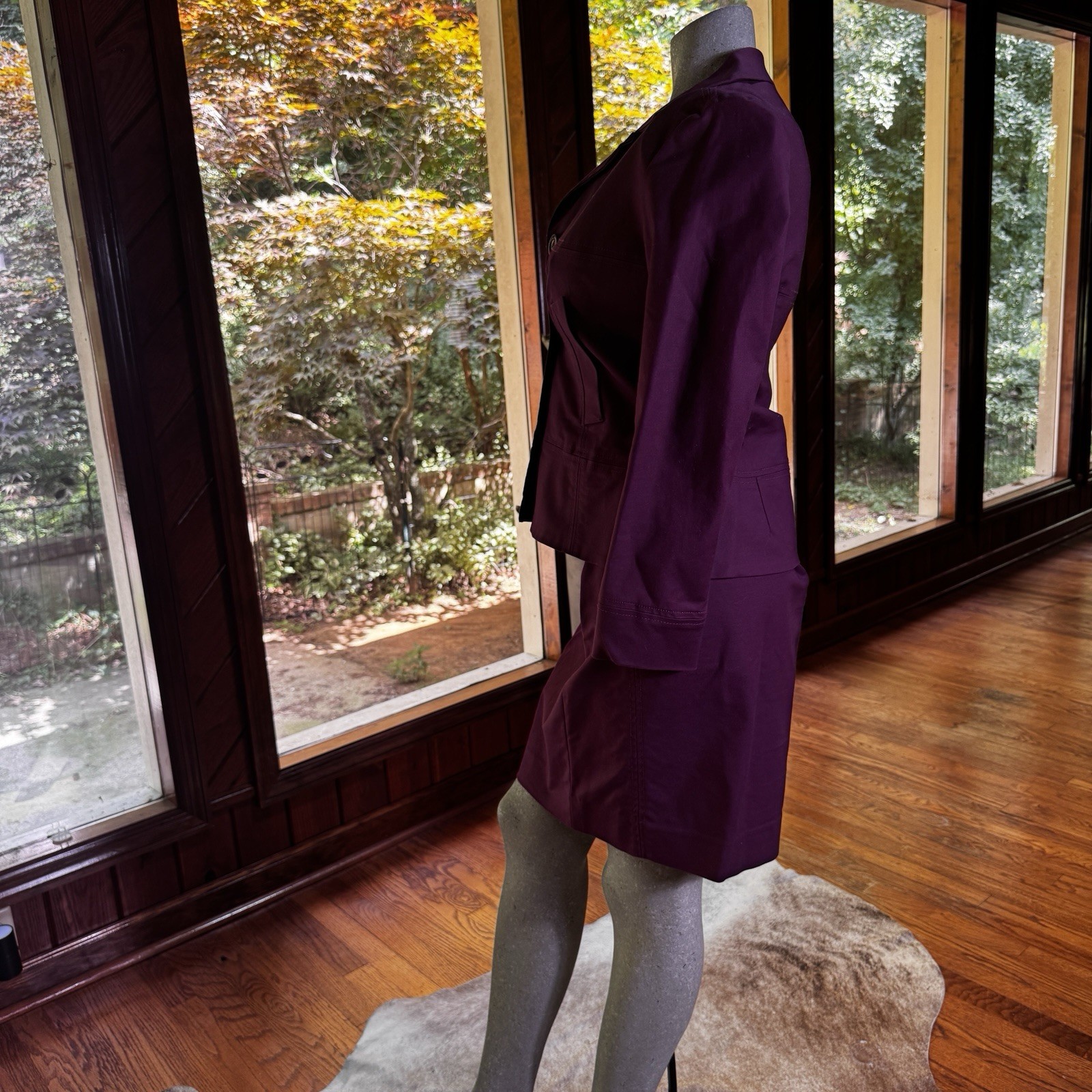 Vintage Pendleton Womens Purple Plum Cotton Skirt Suit Set Size 8 Academia