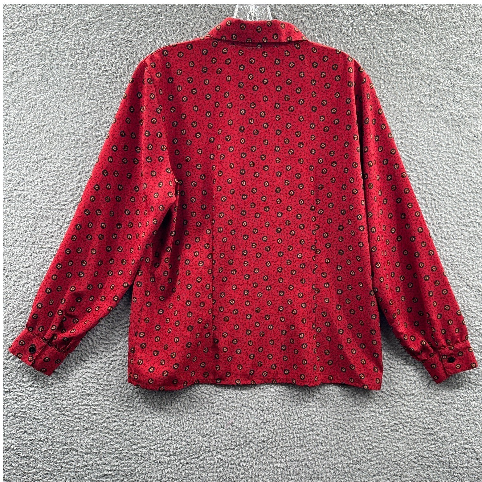 Vintage Womens Button Front Blouse Petite 10 90s Foulard Medallion Cottage Retro