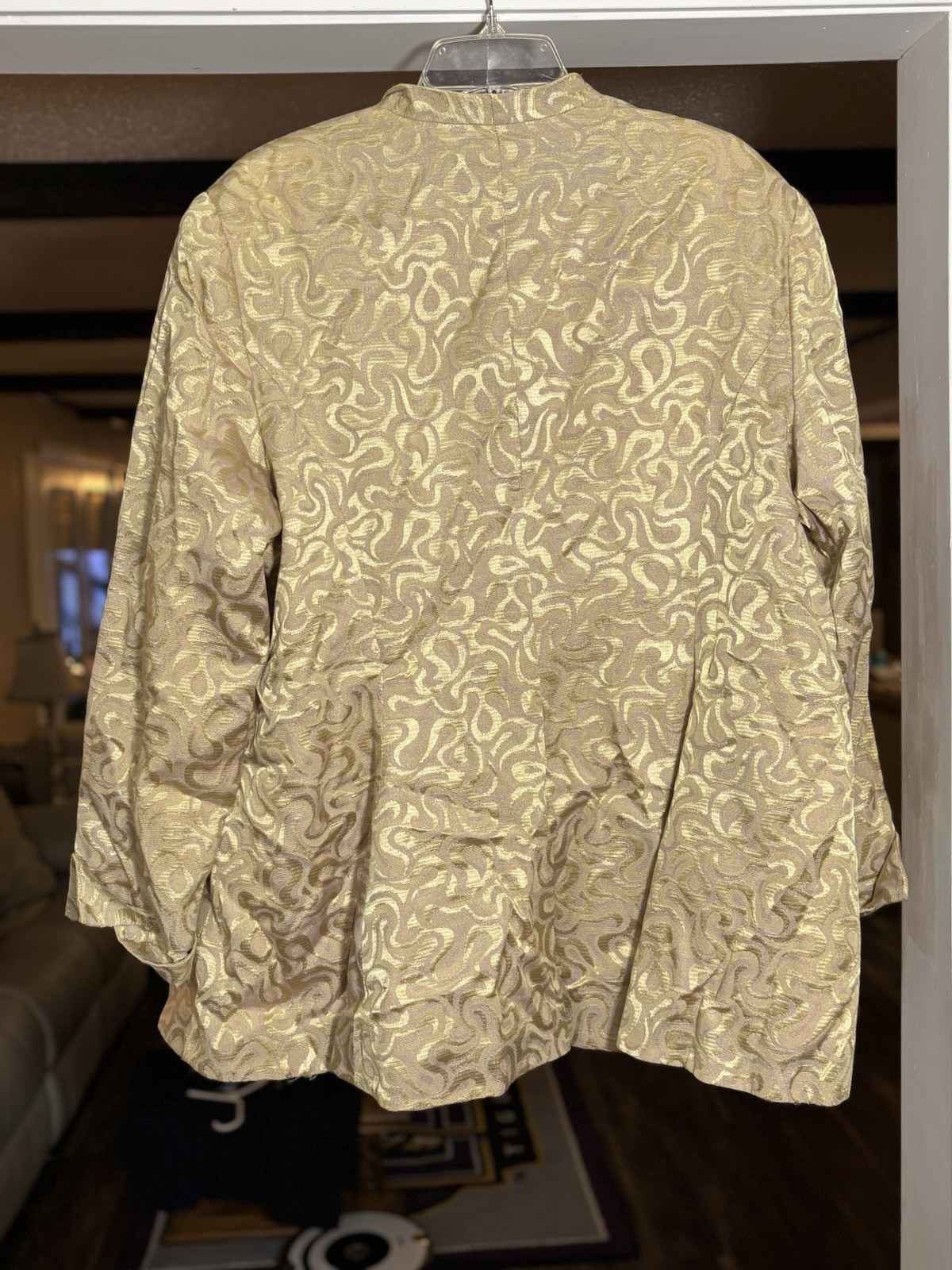 Vintage Club France 3 Pc Skirt Suit Womens 20 Gold Brocade Made USA