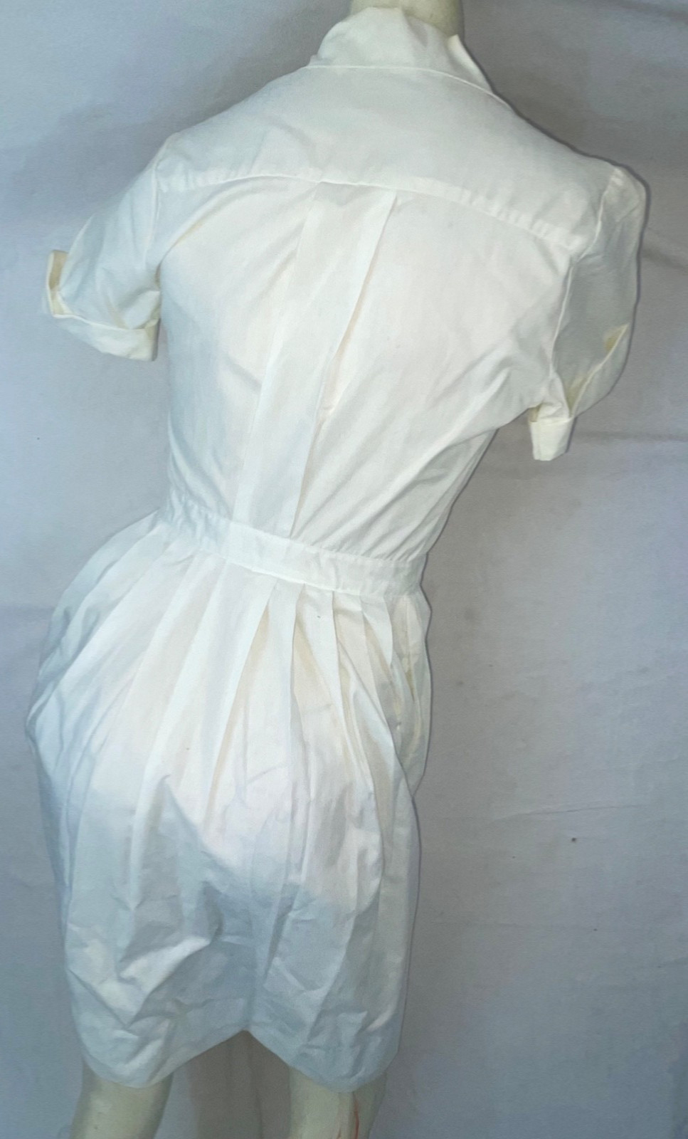 VTG 60S WOMENS WHITE BUTTON FRONT NURSES HOSPITAL ORDERLY WAITRESS UNIFORM DRESS
