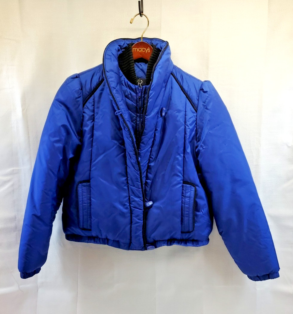 80s « YR » Puff Jacket Short Waist Puffy Sleeve Shoulder Retro Vintage Purple XL