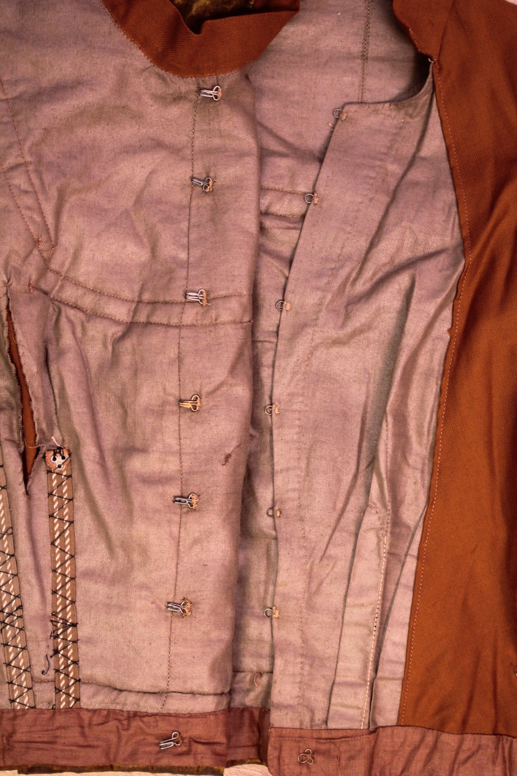 VTG Women&rsquo;s Antique Late 1800s 2 Pc Burnt Orange / Brown Jacket & Skirt Set XS/S