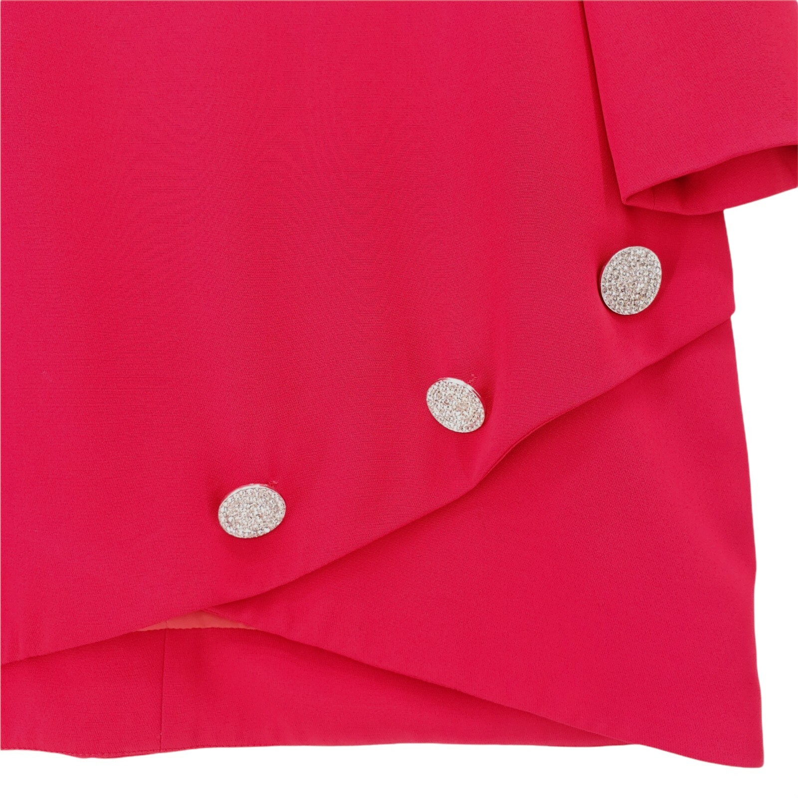 Vintage Sansappelle Bright Red Sheath Dress Rhinestone Buttons Made in USA Sz 8