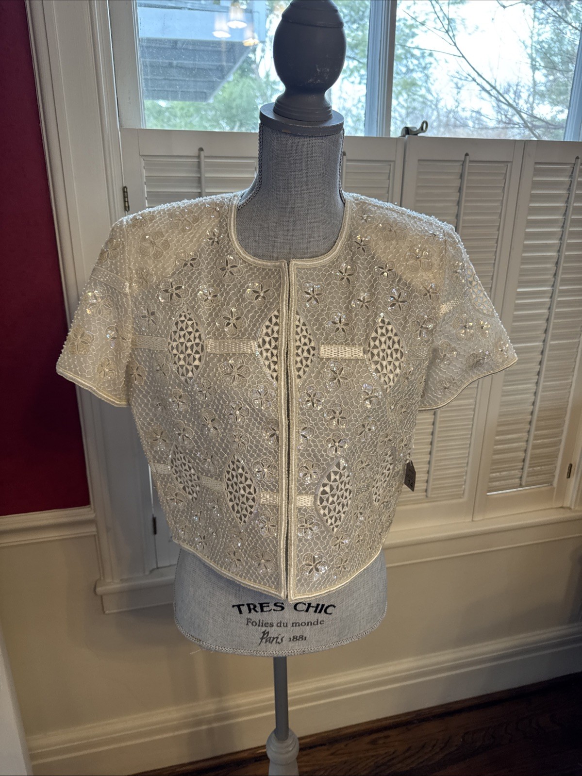VINTAGE NWT MARY MCFADDEN COUTURE JACKET & SKIRT GOWN Plisse Pleat Sequins 14-16