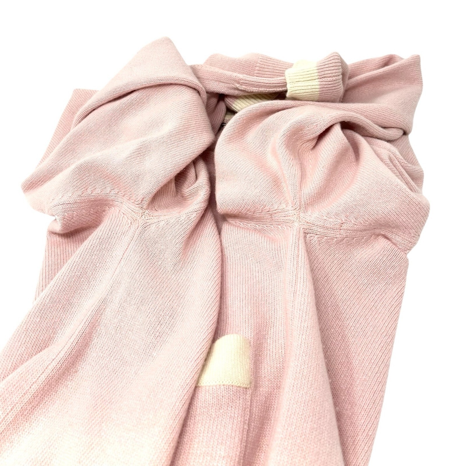 CHANEL Vintage CC Mark Logo Cardigan Pink Cream Cashmere Button Pockets Sweater
