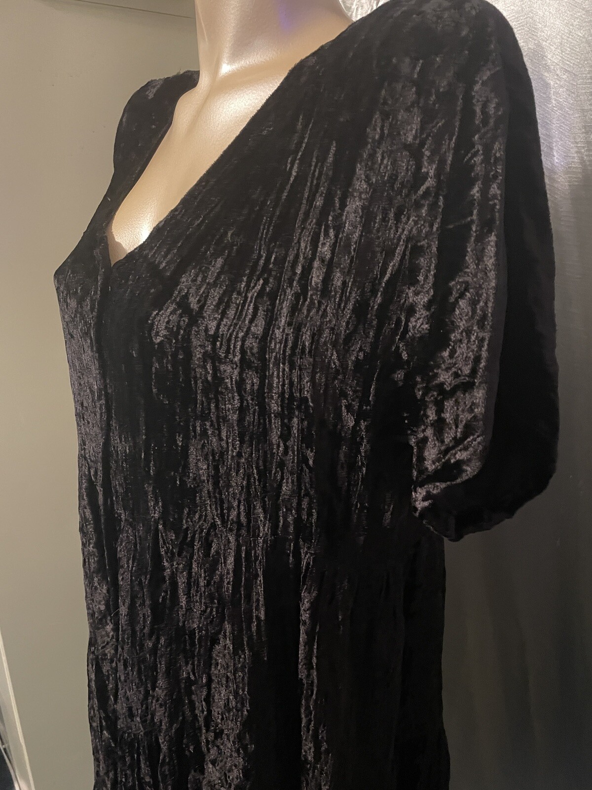Vtg 90s Nostalgia Black Velvet Button Down Goth Midi Dress Whimisogth Sz Small