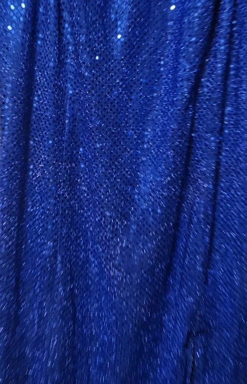 L.A. Glo Blue Iridescent Sequin Maxi Dress Evening Gown Flower Accent 20w 1990s