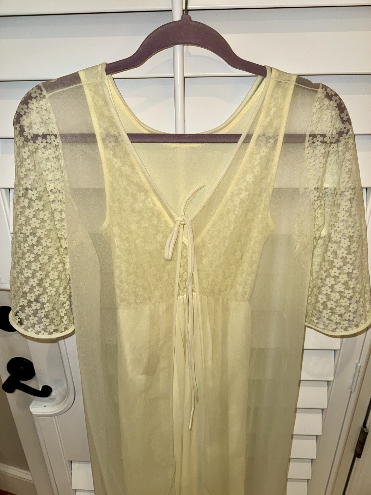Vintage Yellow Chiffon Peignoir Nightgown Dress & Robe Lingerie Dixie Belle M