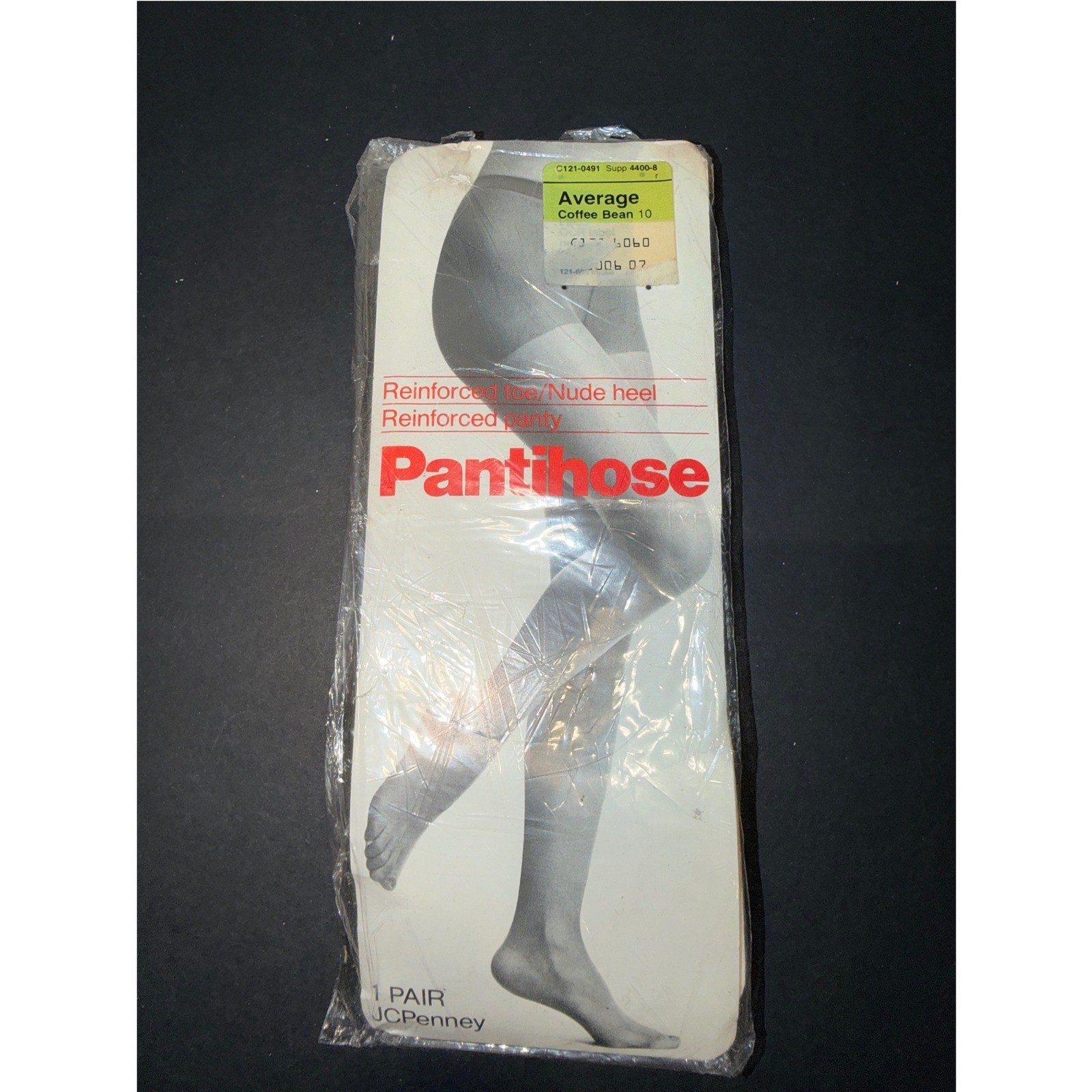 Vintage JCPenney Pantyhose Coffee Bean 10 Average Reinforced Toe Nude Heel USA