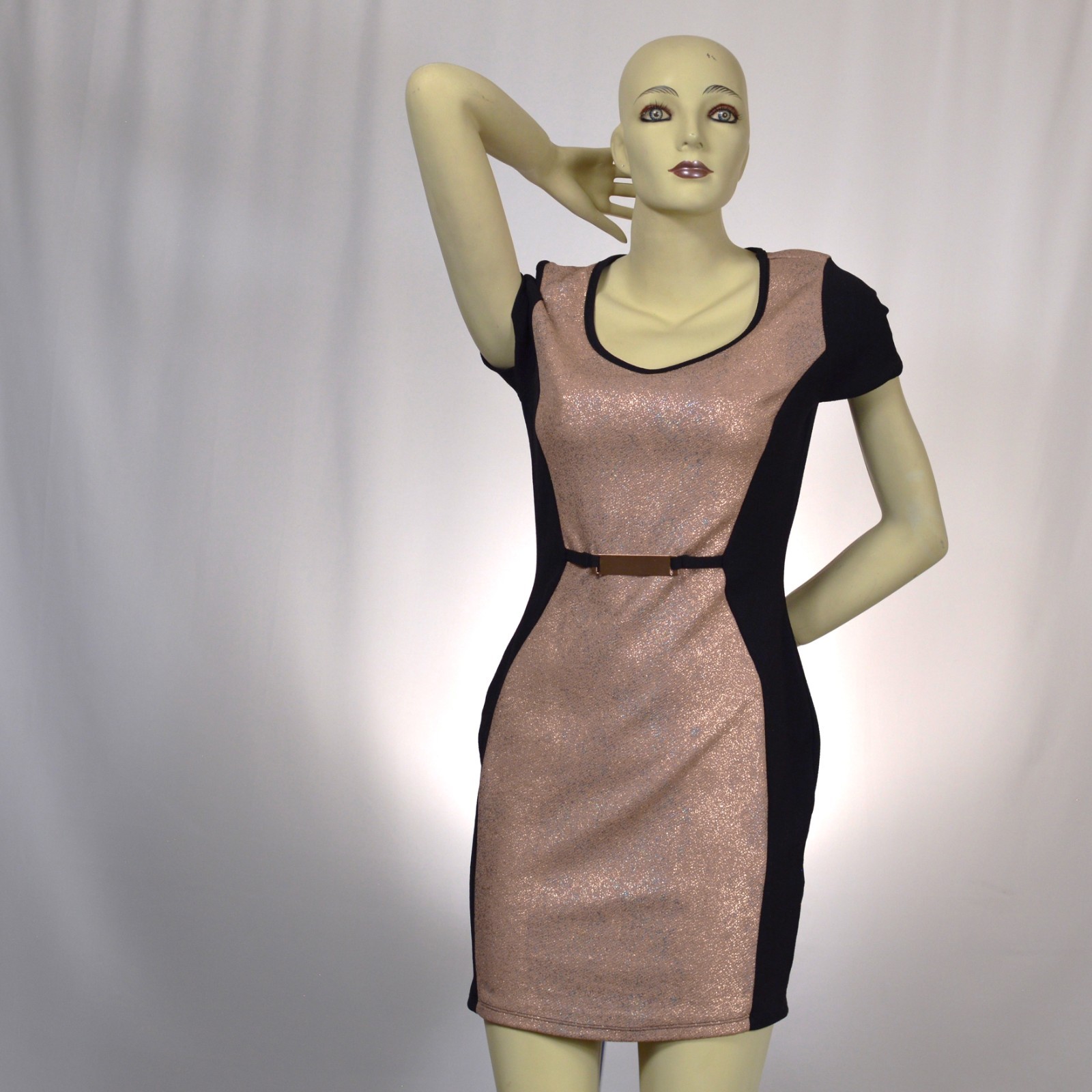 60s mod two-tone cocktail dress . Annabelle u.s.a label /size Large/Black Crepe