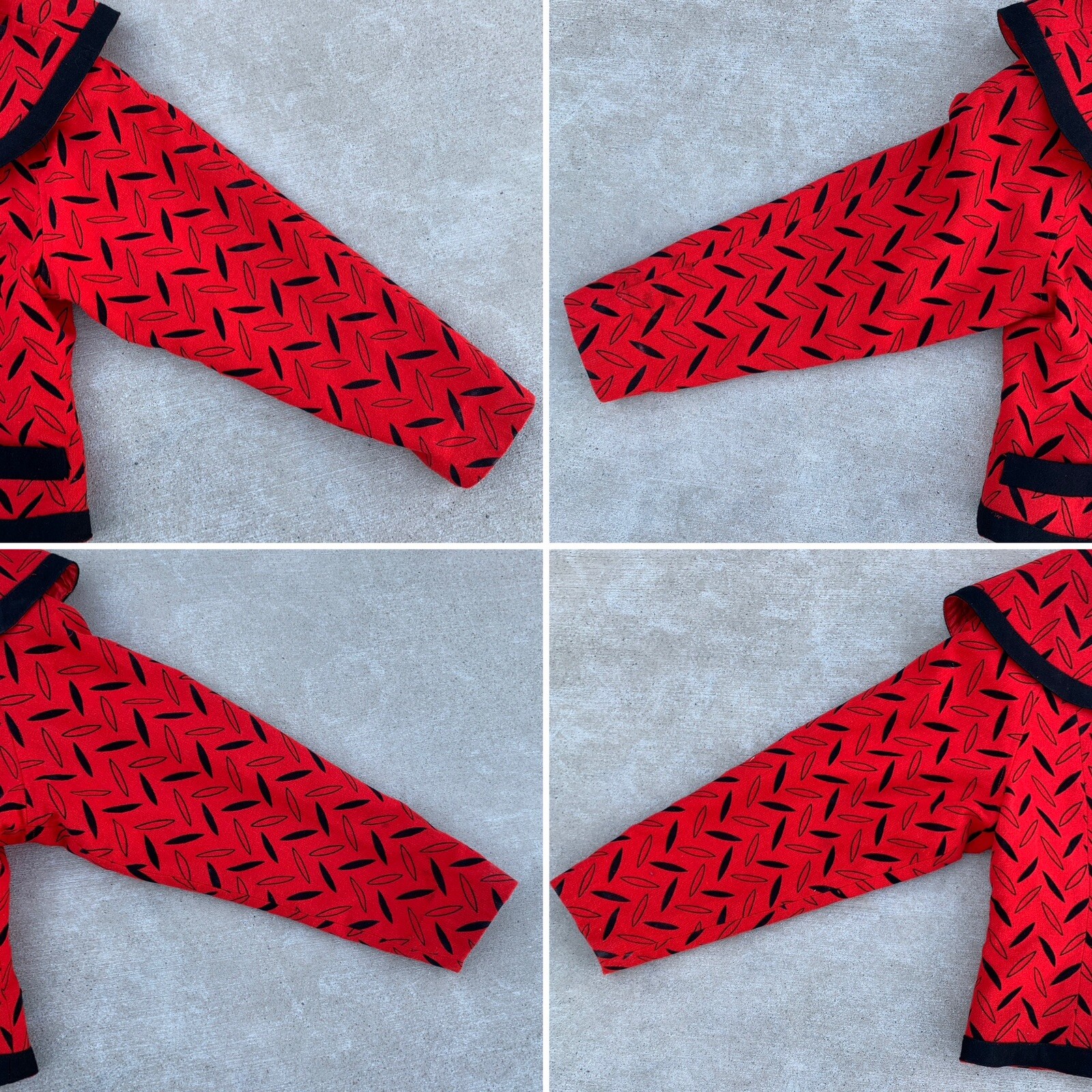 Vintage Rafaella Petites Blazer Jacket Red Black Geometric 80s 1980s Size 9