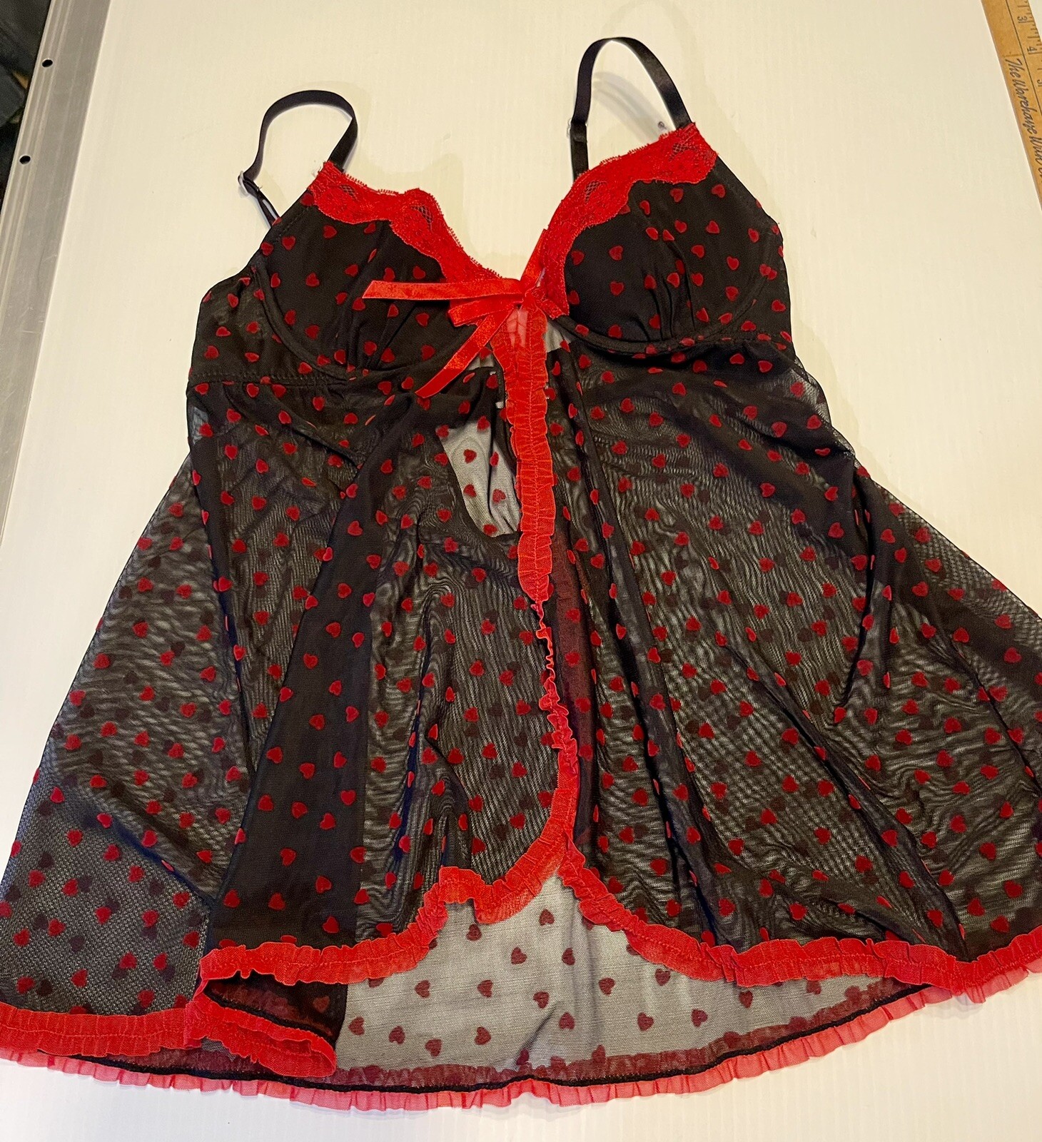 Vintage Y2K Rampage Intimates Bustier Camisole Top Medium Black W Red Trim