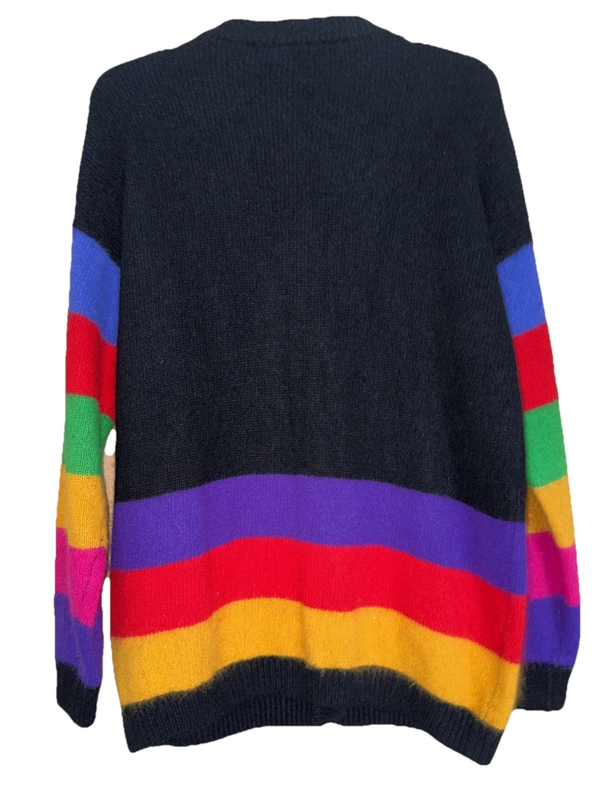 Vintage Rafaella Geometric Abstract Rabbit Fur Rare Cardigan Sweater Size L