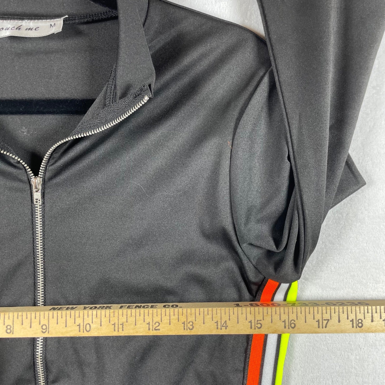vintage Y2K shiny cropped zip track jacket neon stripes M rave eurotrash cyber