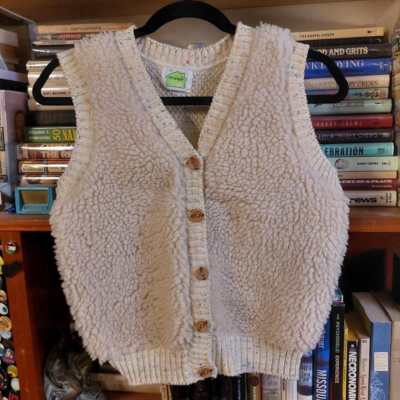 Vintage Wrangler knit vest with wooden buttons.