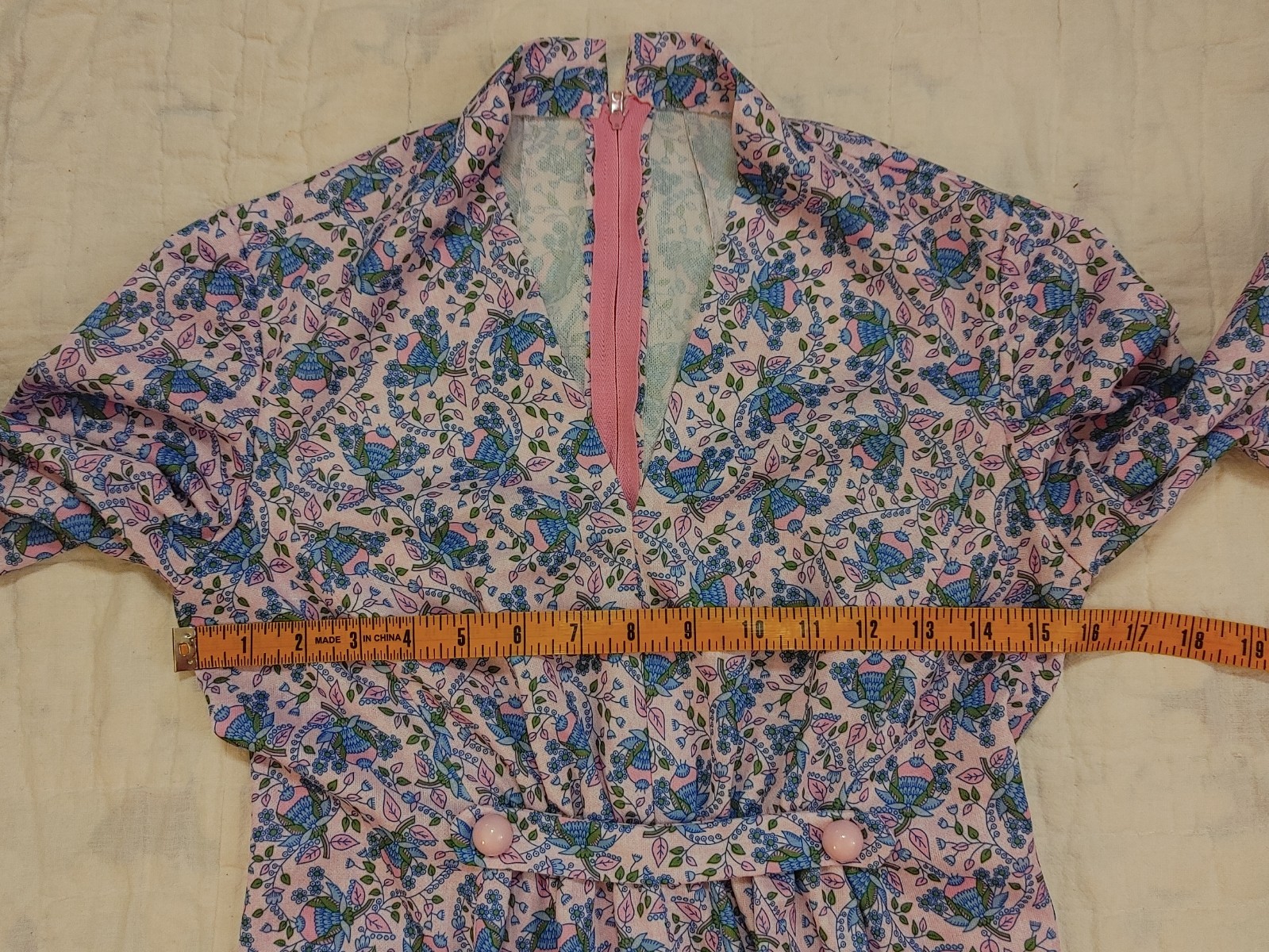 Vintage 70s Handmade Polyester Hostess Gown Pink Maxi Dress Prairie Cottagecore
