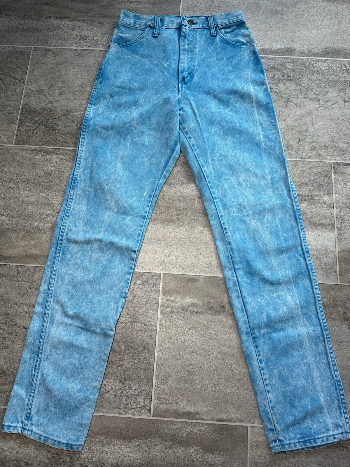 VTG Wranglers Women&rsquo;s Cowboy Cut Slim Fit Acid Wash Blue Style#14MWZHQ Sz 13×34