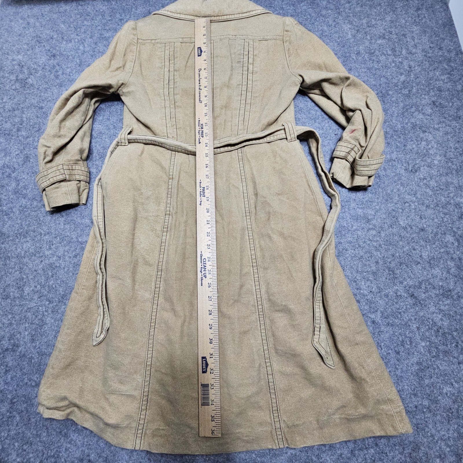 Vintage 60s Faux Suede Long Trench Coat Size Small By Debbi Robert