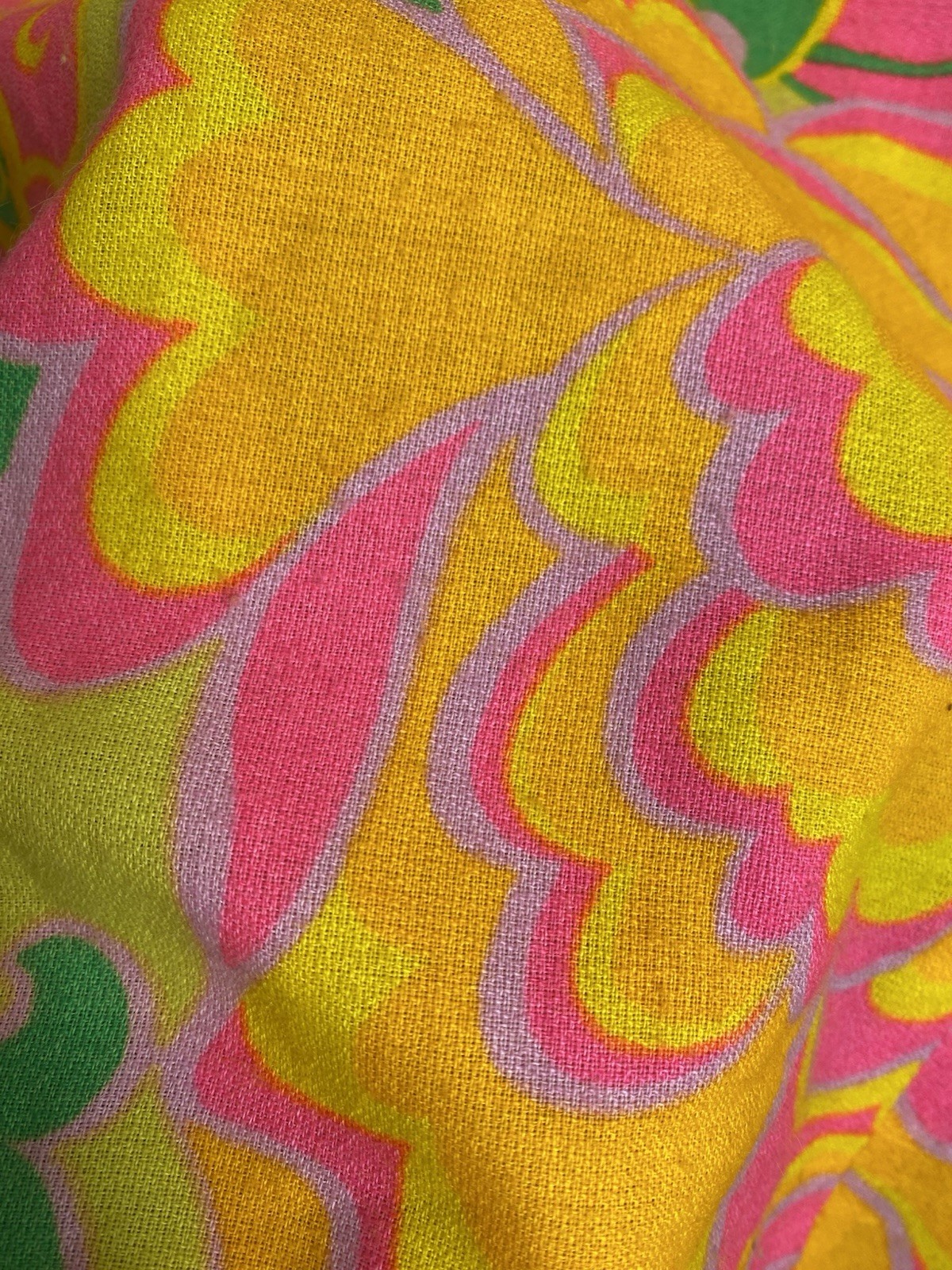 60’s VTG Mod Psychedelic Floral Cotton Lawn Mock Top QueenCasuals Boxy L? No Tag