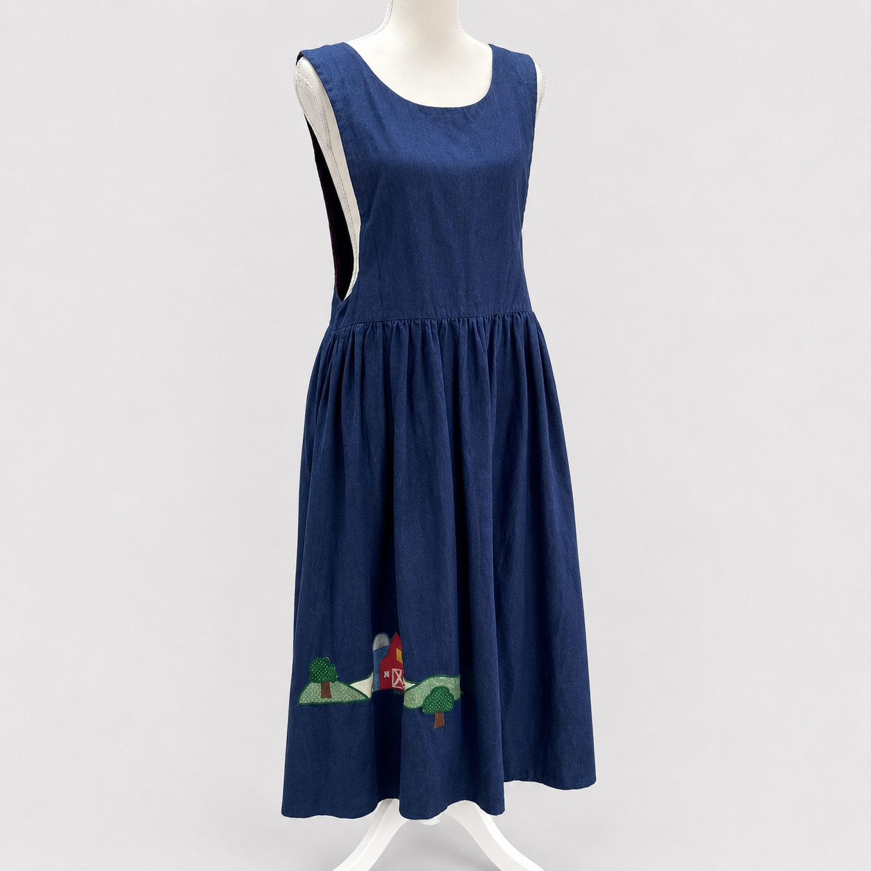 Vintage Betsys Things Farm Barn Applique Jumper Dress Cottagecore Teacher No Tag
