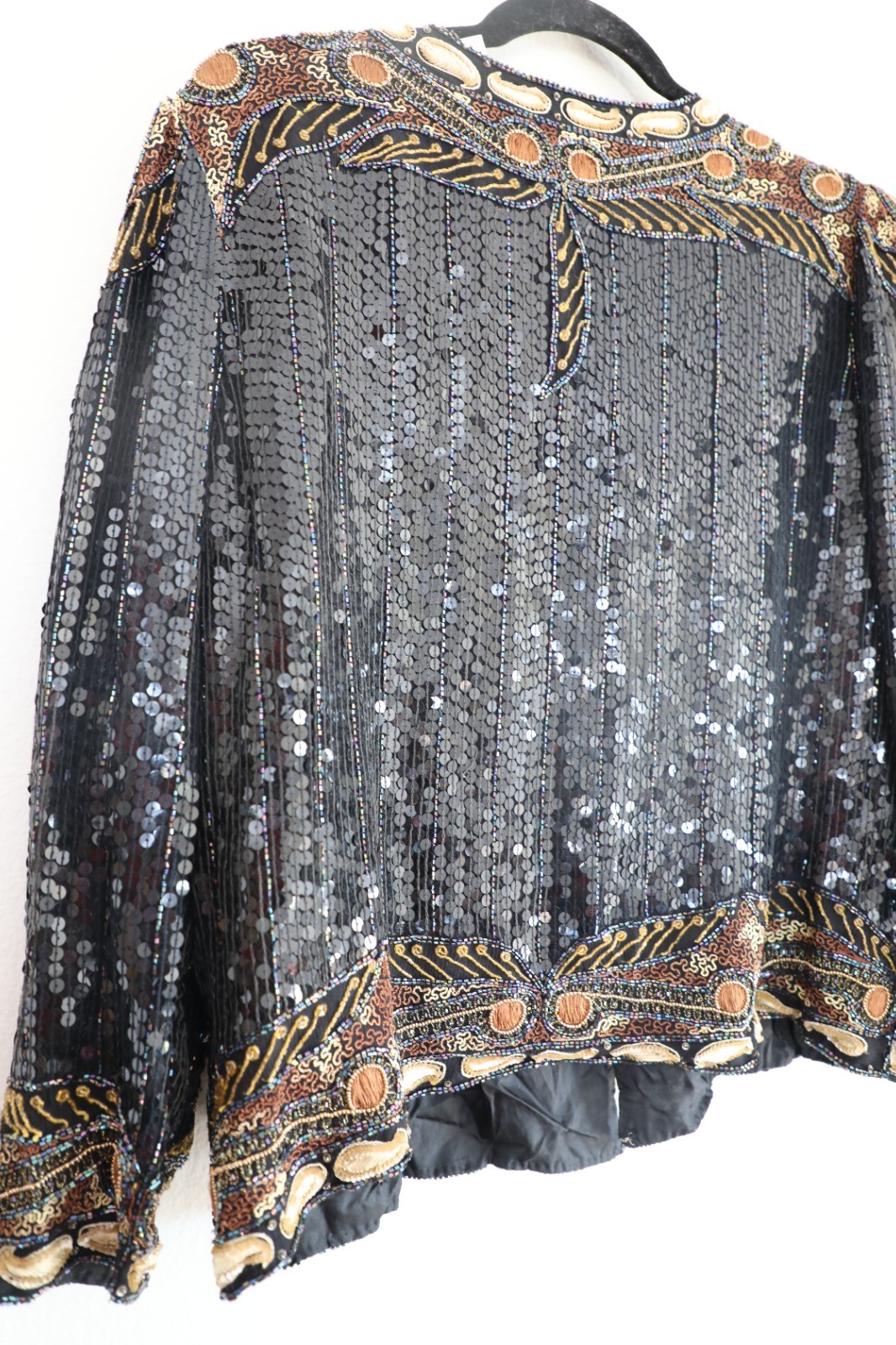 Vintage Beaded and Sequin Art Deco Hook and Eye Jacket Outerwear