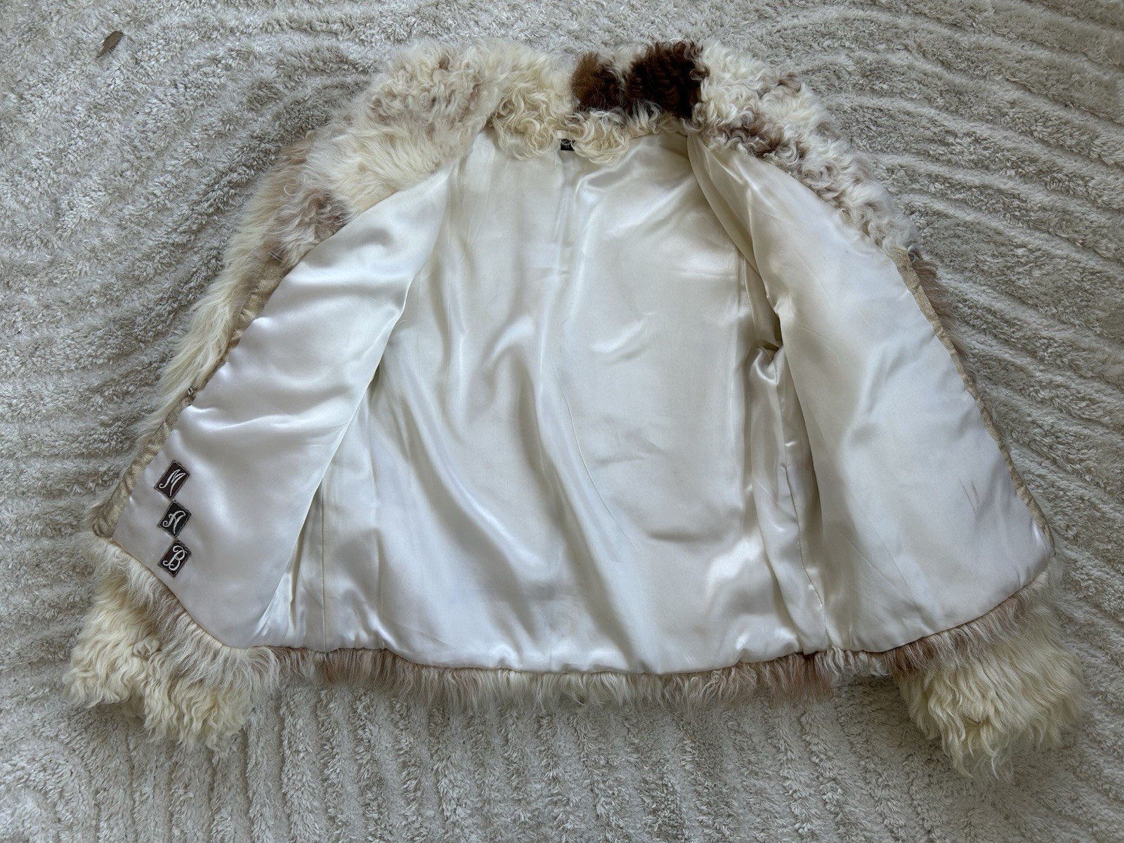 Authentic Vintage Mongolian Lamb Fur 1970s Boho Cropped Coat