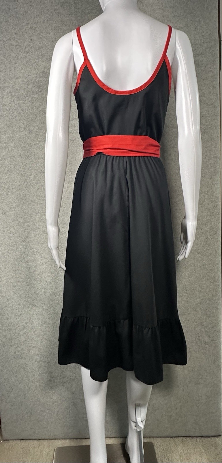 JCPenney Vintage 1983 Catalog Ruffle Sun Dress 80’s Black Sleeveless XS S 0 2 4