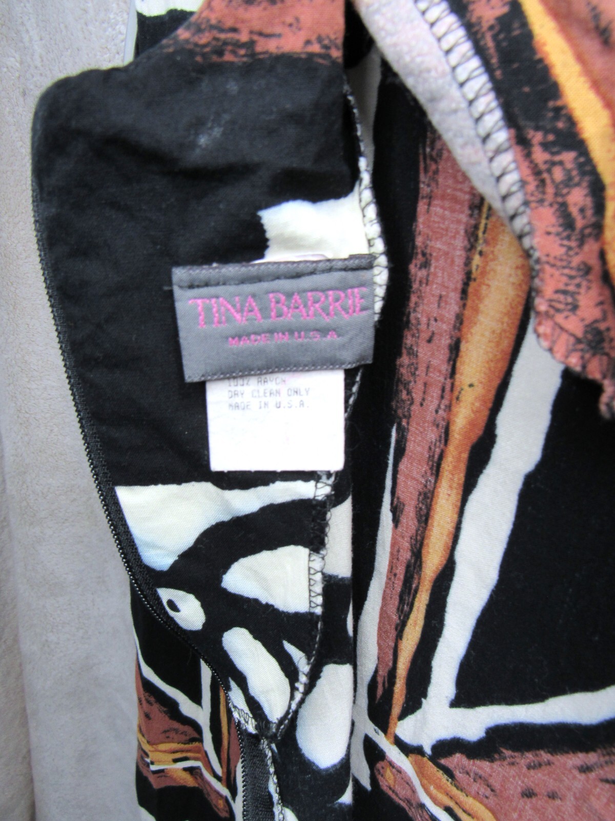 80s Mod Shift Dress Geometric Abstract Tribal Womens Size 12 TINA BARRIE Retro