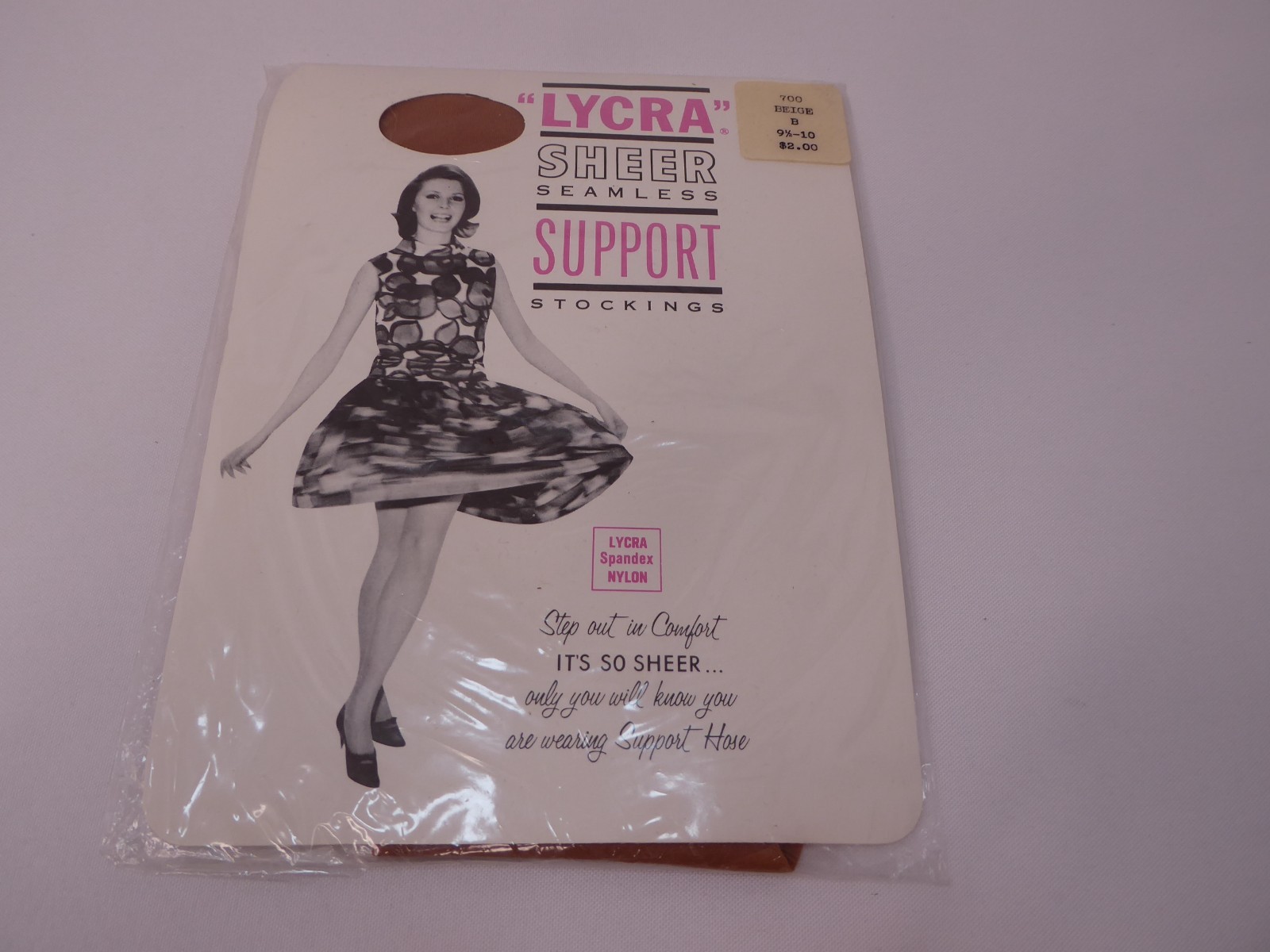 « Lycra » Sheer Seamless Support Stockings Beige Size B