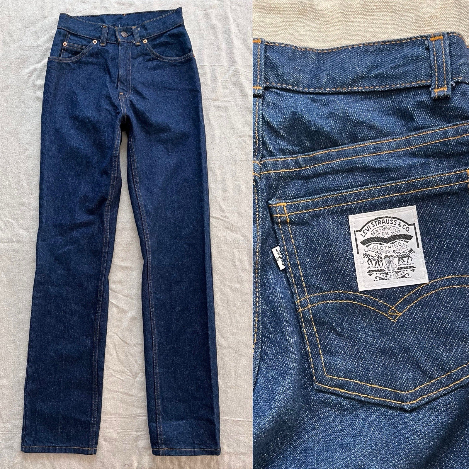Vintage 70s-80s Levi&rsquo;s 26068 White Tag Jeans Straight Leg High Waist 25×33 Sz 5